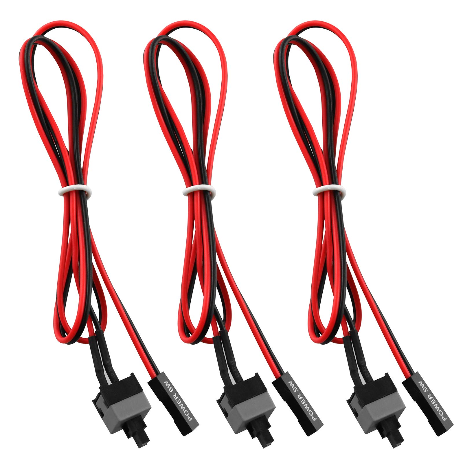 3PCS PC Motherboard 2-Pin Power Switch Cable with On/Off Button - Computer Case Reset Cord for DIY PC Builds, Gaming Rigs & Workstations
