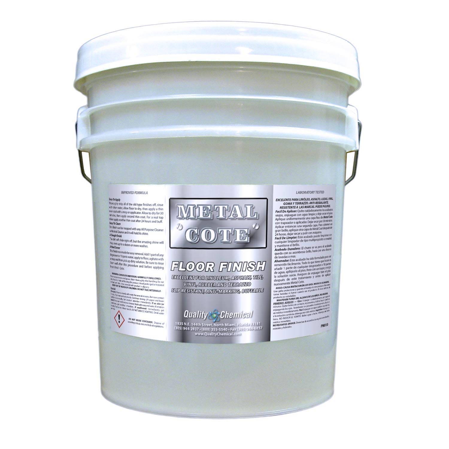 Premium 18% Solids Metal Cote High-Gloss Floor Finish - 5 Gallon Pail - Extreme Durability for Commercial & Industrial Floors - Ideal for Warehouses, Garages, and High-Traffic Areas