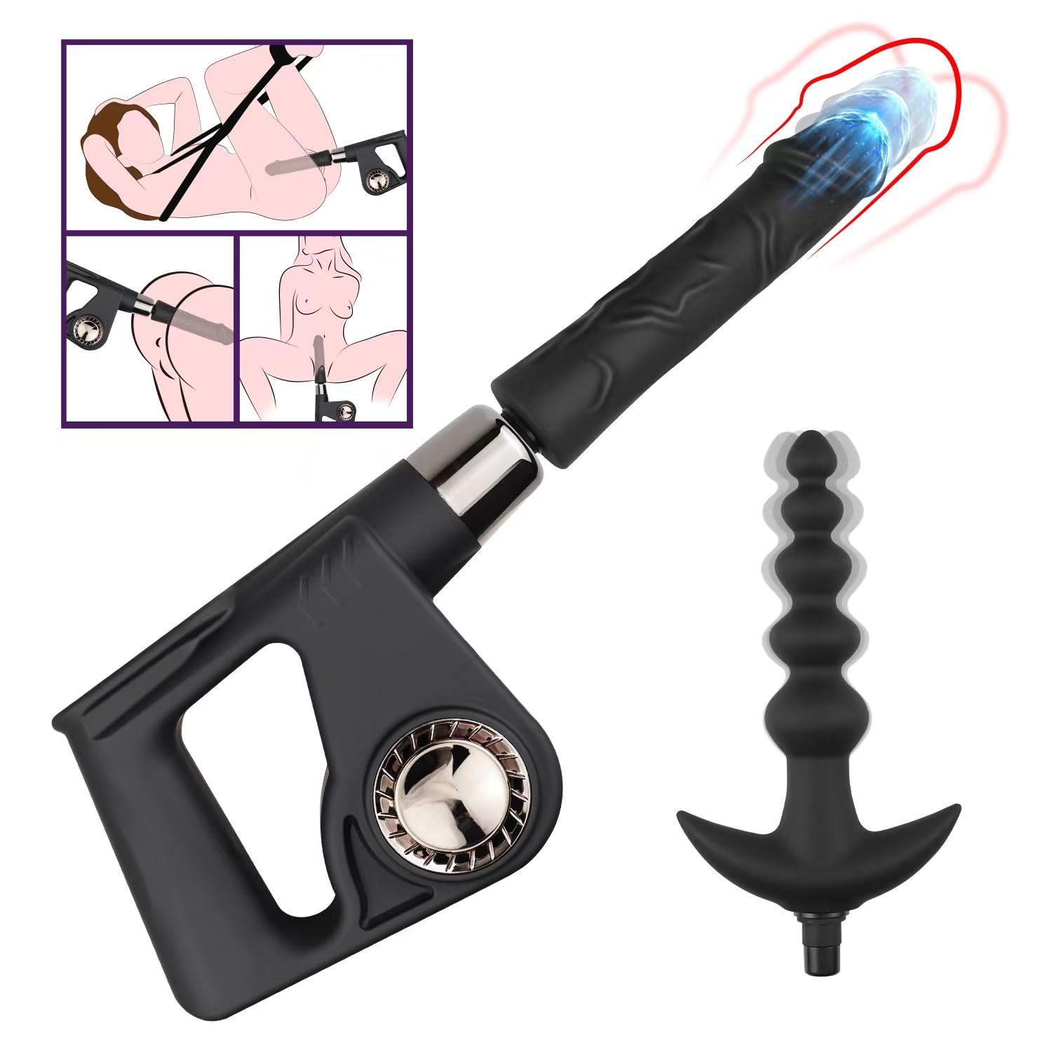 Powerful Handheld Sex Machine for Women & Men - Multi-Speed Thrusting Vibrator with Realistic Dildo & Anal Plugs - G-Spot & Prostate Stimulation Adult Toy - Perfect for Couples Play & Solo Pleasure (Bedroom, Travel, BDSM)