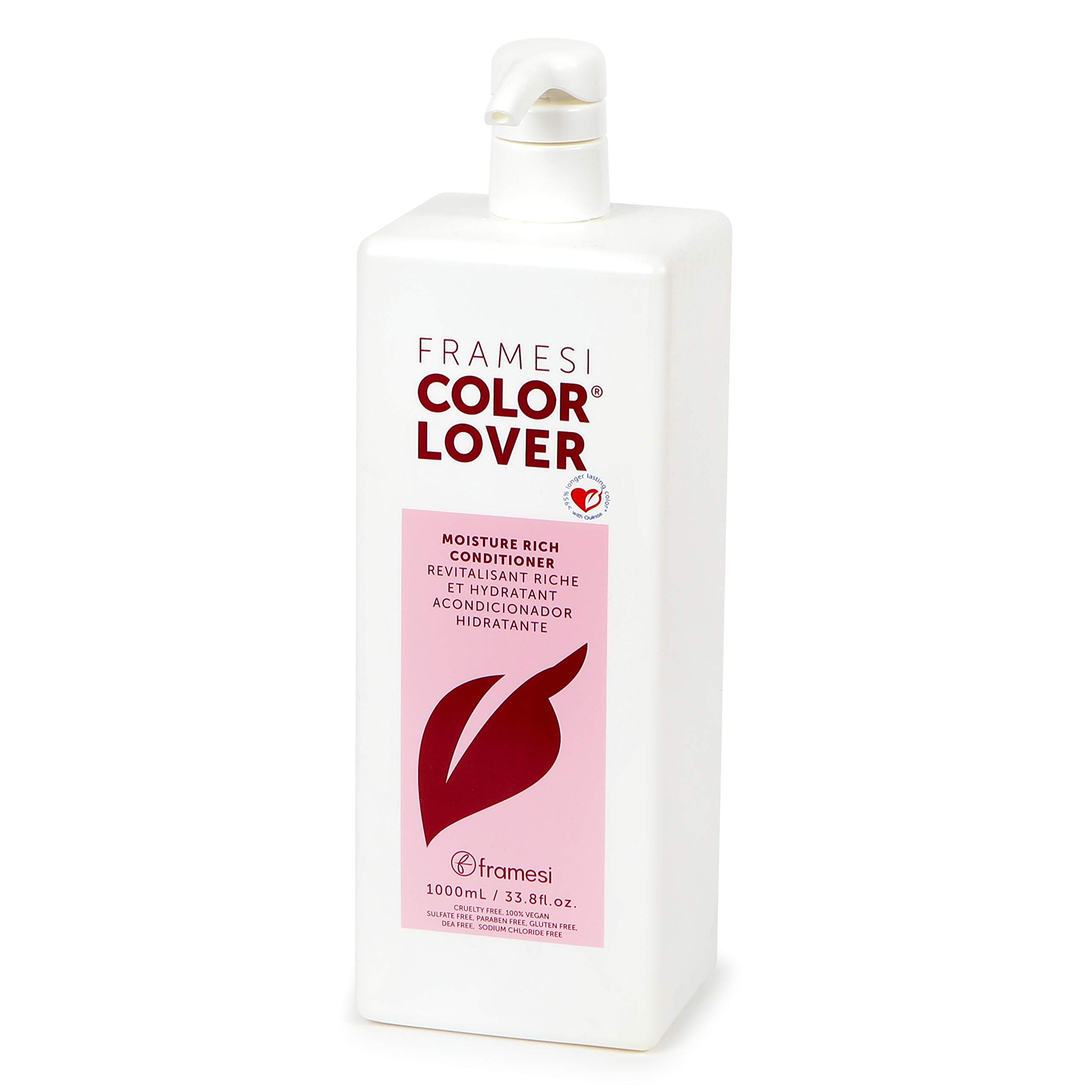 Framesi Color Lover Moisture Rich Conditioner - Sulfate Free Hair Treatment with Coconut Oil & Quinoa for Color-Treated Hair | Hydrating & Protecting Daily Hair Care for Vibrant, Healthy Locks