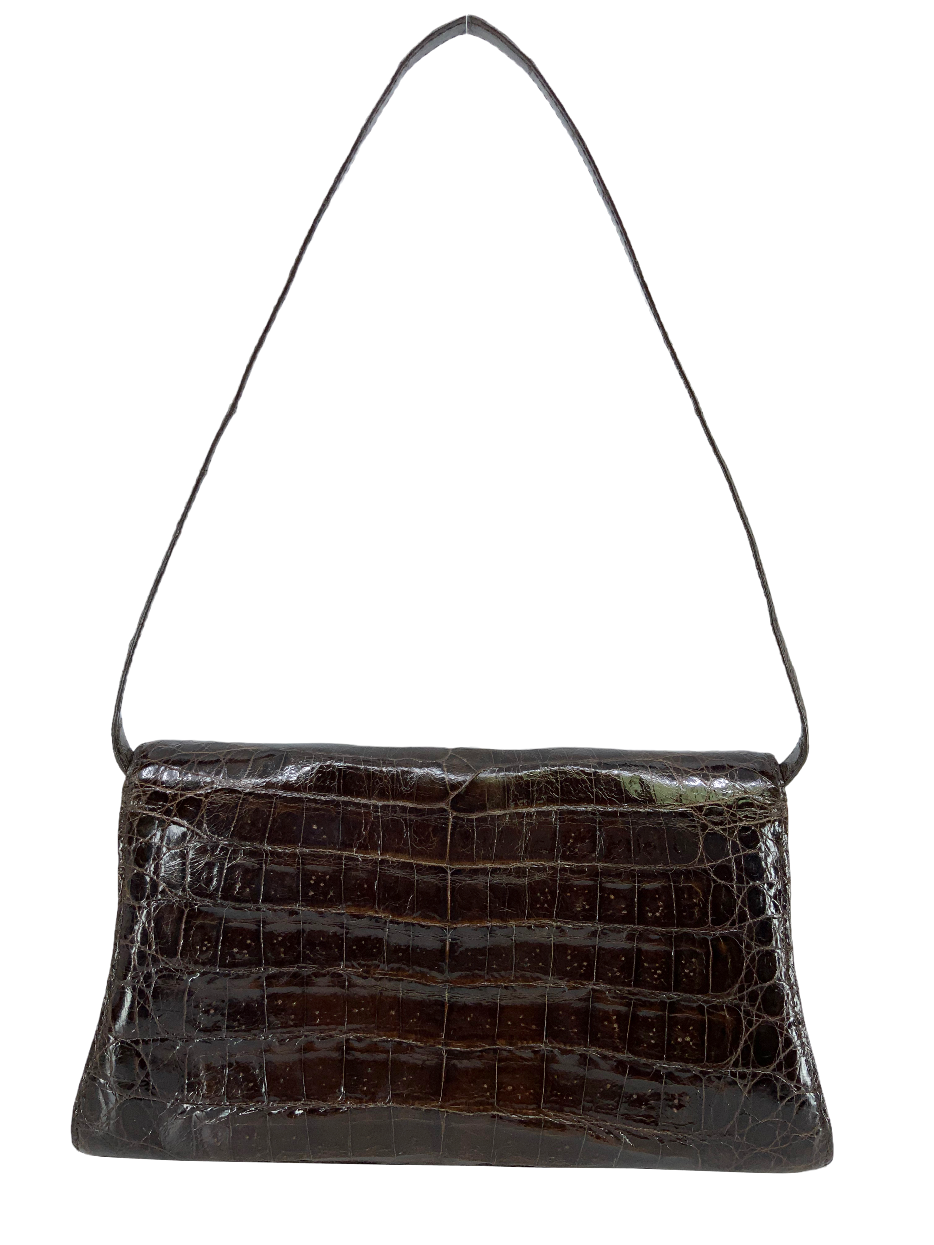 Nancy Gonzalez Genuine Crocodile Leather Small Flap Clutch with Detachable Shoulder Strap - Luxury Evening Bag for Women, Perfect for Parties, Weddings & Special Occasions
