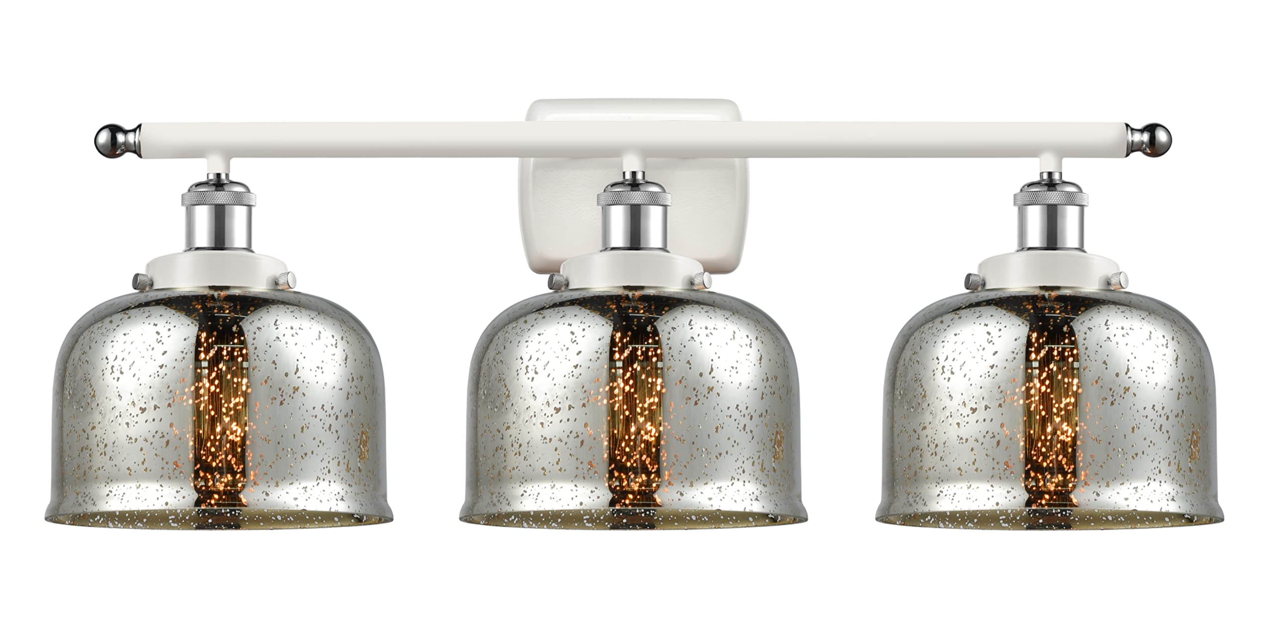 Innovations 916-3W-WPC-G78 3-Light Bathroom Vanity Light Fixture - White & Polished Chrome Finish - Perfect for Modern Bathroom, Powder Room, or Dressing Area Lighting