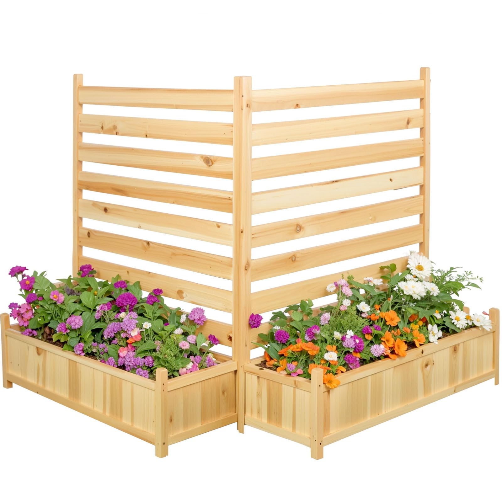Wood Privacy Screen Fence Panels - No Dig AC Unit Cover with Planter Box | Pool Equipment Enclosure & Outdoor Trash Can Hider | Durable Backyard Privacy Solution for Patio, Deck & Garden Areas