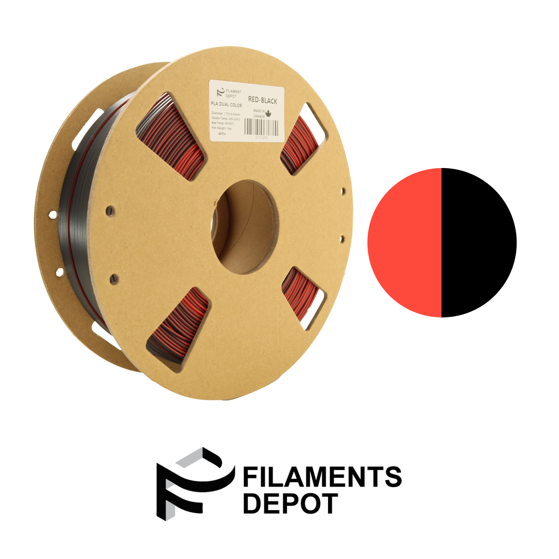 Filaments Depot Premium 1.75mm PLA 3D Printer Filament - Dual Color, 1kg Spool for Smooth Printing | Ideal for Home, School & Office 3D Printing Projects