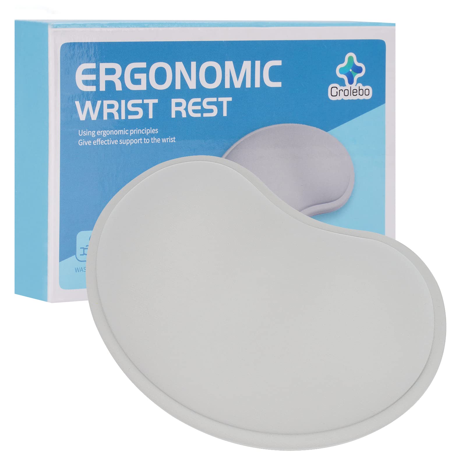 GROLEBO Ergonomic Wrist Rest Pad - Non-Slip Gel Mouse & Keyboard Support for Office, Gaming & Home Use | Comfortable Vertical Wrist Cushion for Computer, Laptop & PC Workstations (Gray) - Perfect for Long Hours Typing, Gaming & Coding