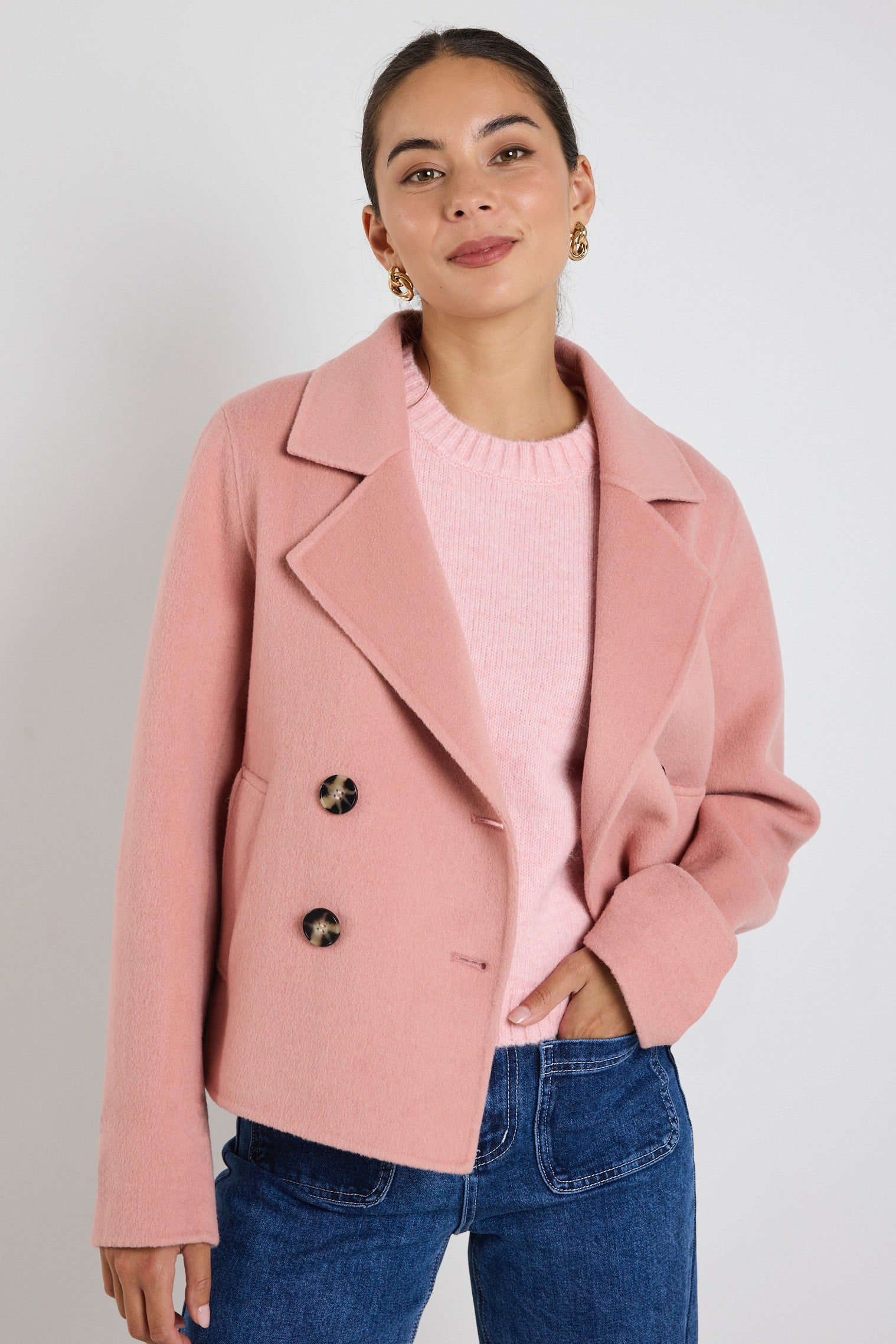 Luxury Wool Blend Double Breasted Short Coat for Women | Elegant Winter Blazer Jacket | Perfect for Office, Parties & Formal Events