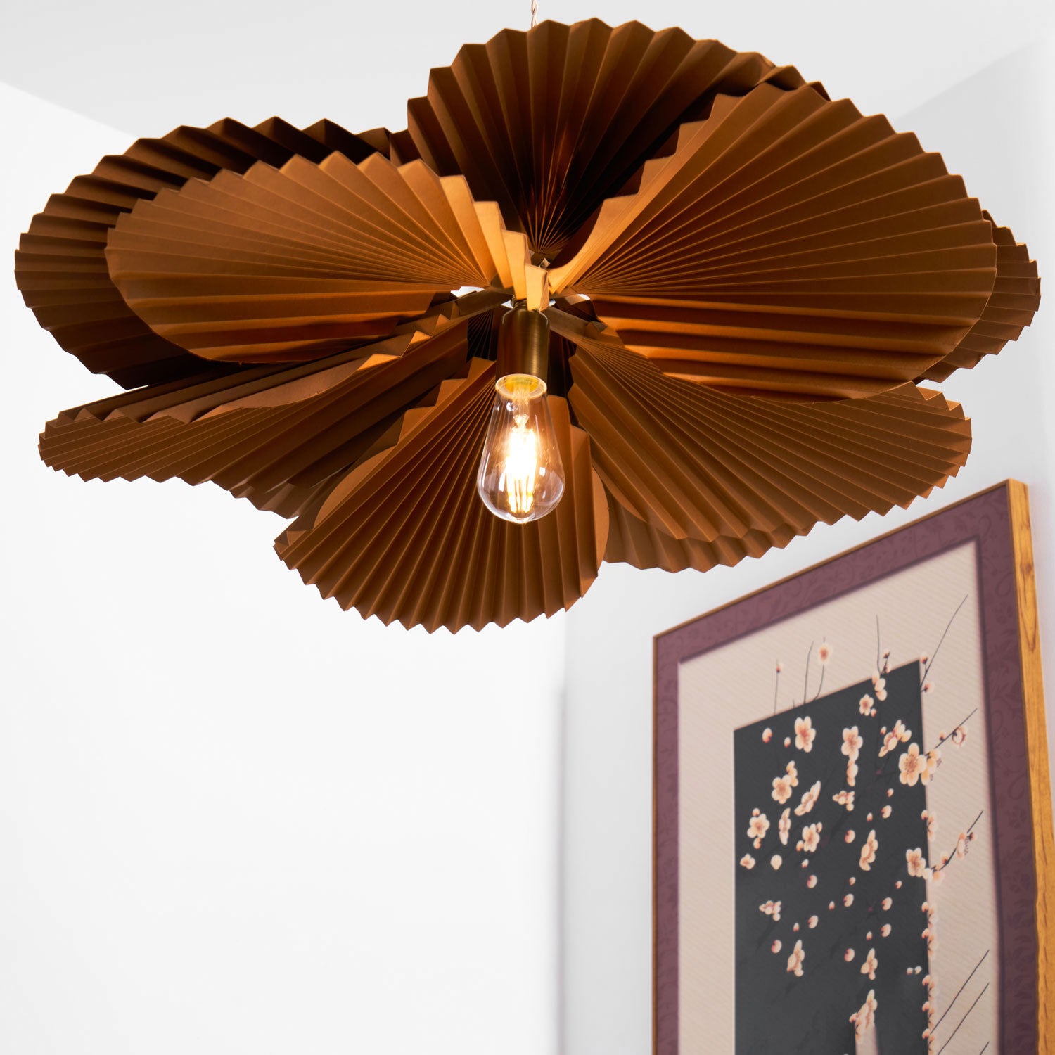 Handmade Folded Leaf Lotus Pendant Light - Bohemian Style Ceiling Lamp for Living Room, Bedroom & Dining Room Decor