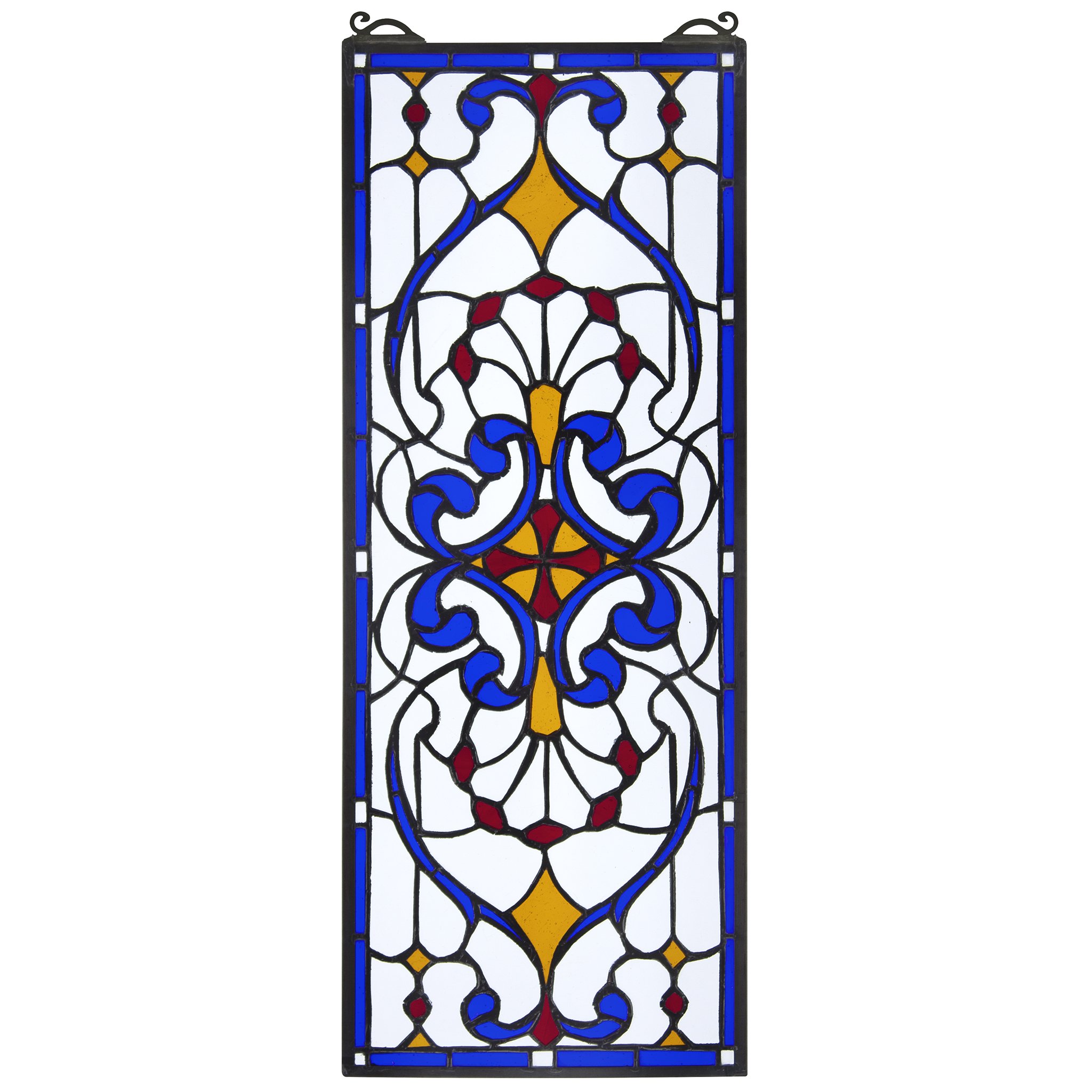 Stained Glass Window Panel - Hyde Street Handcrafted Art Glass Hanging Decor for Home & Church - Beautiful Window Treatments for Living Room, Bedroom & Office