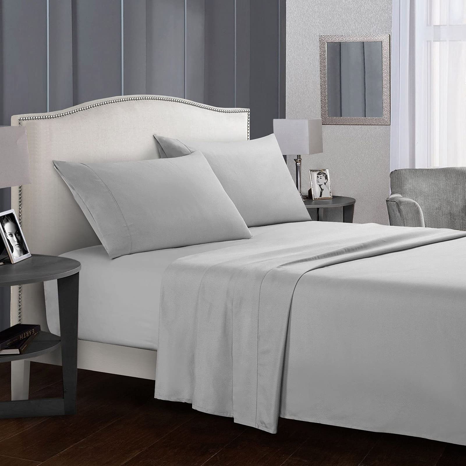 Premium Queen Sheet Set 4-Piece - Ultra Soft Brushed Microfiber Bedding, Breathable & Wrinkle-Resistant, Deep Pocket Fitted Sheet Fits Mattress up to 14