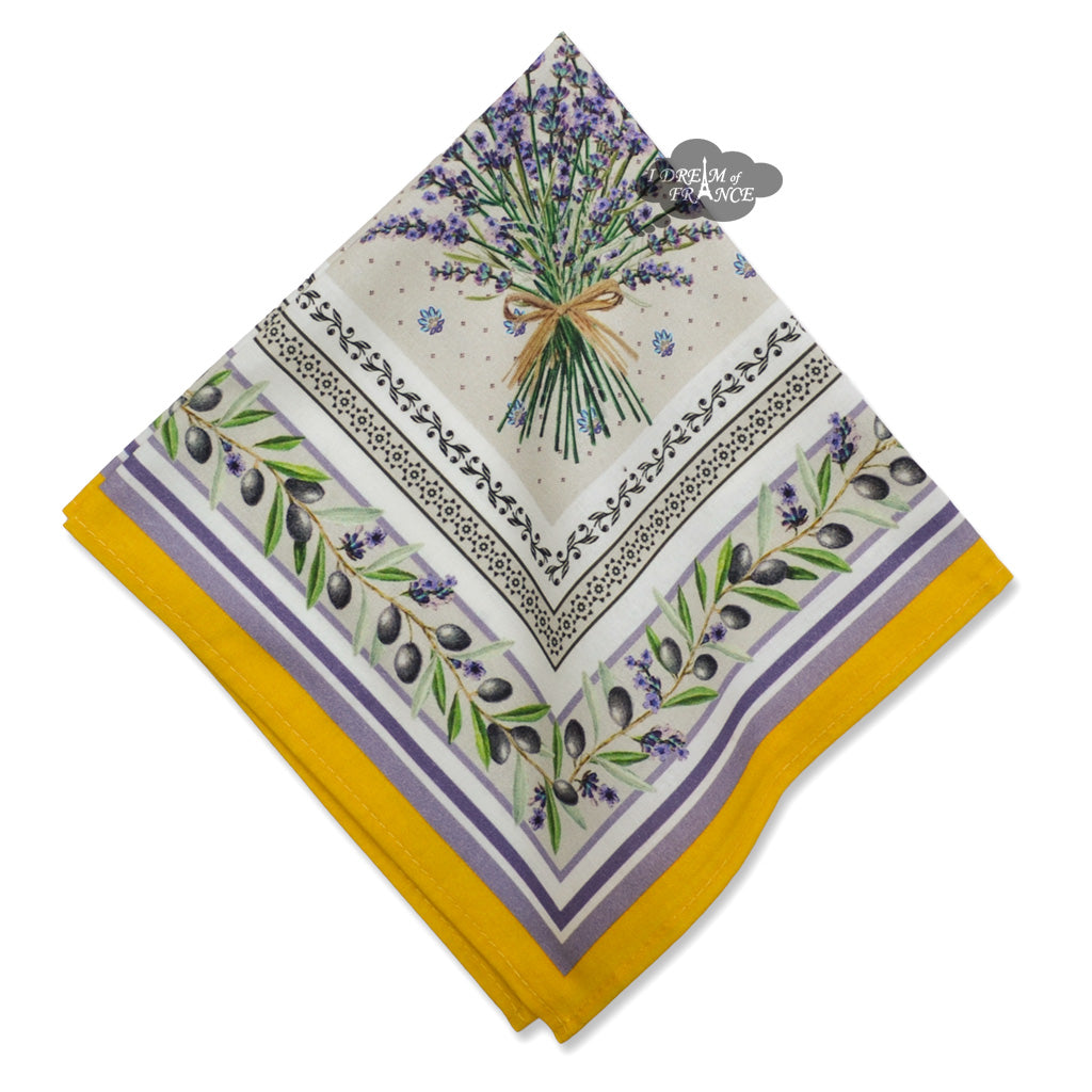 Premium Yellow Provence Cotton Napkins Set - French Style Table Linens for Dining, Kitchen & Home Decor - Elegant & Soft 100% Cotton Napkins by Tissus Toselli - Perfect for Dinner Parties, Weddings & Everyday Use