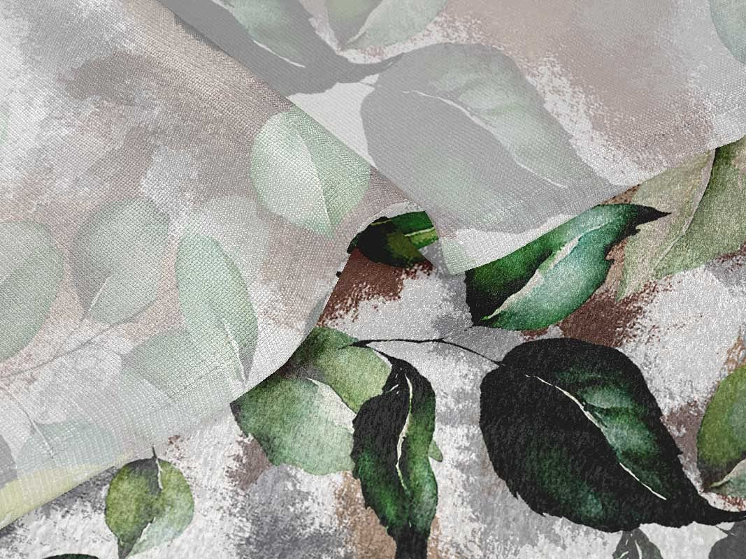 oneOone Velvet Brown Fabric Leaves Printed Sewing Fabric by The Yard - 58 Inch Wide DIY Clothing Material for Dresses, Curtains & Home Decor Projects