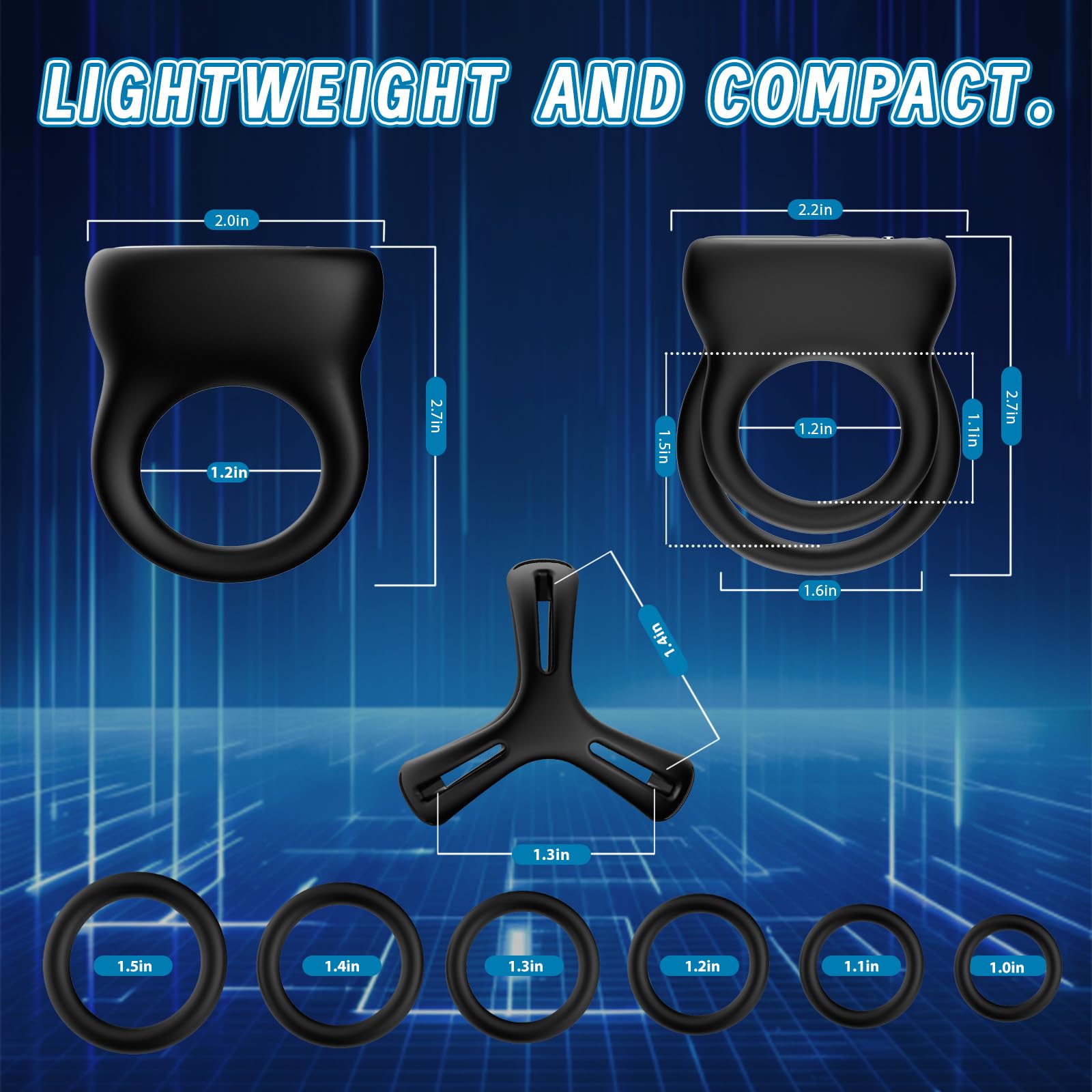 **Silicone Vibrating Cock Ring - Adjustable Penis Ring for Men, Enhances Erection & Lasts Longer | Strong Vibrations for Pleasure | Waterproof & Rechargeable Adult Sex Toy for Couples & Solo Play**    *(Use for enhanced pleasure, longer-lasting erections, and intense orgasms during solo play or couples' intimacy.)*