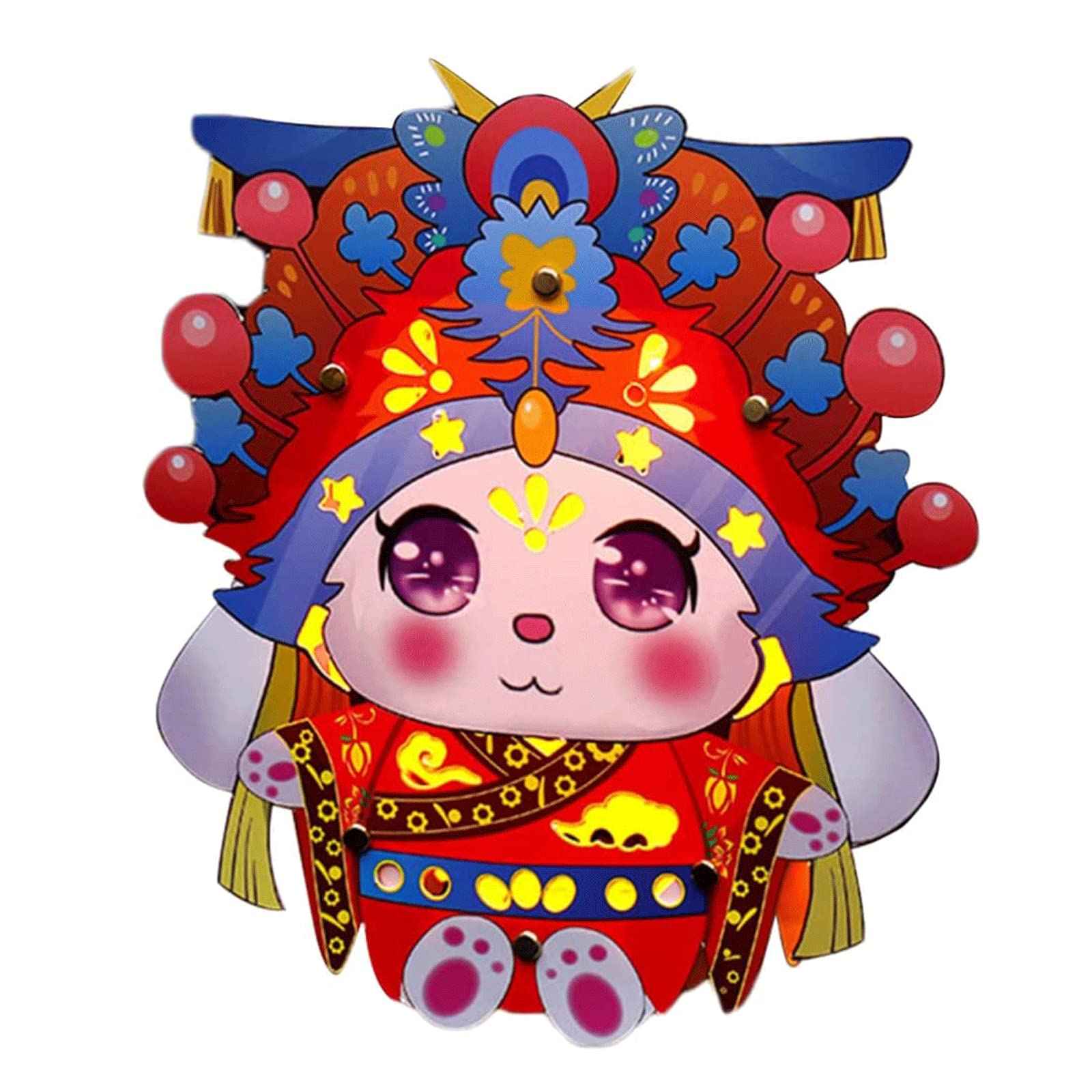 BAUBUY Chinese New Year Paper Lanterns with LED Lights - DIY Rabbit Lantern Set for Ceiling Hanging, Lunar New Year Party Decorations - Perfect for Home, Office & Festival Celebrations