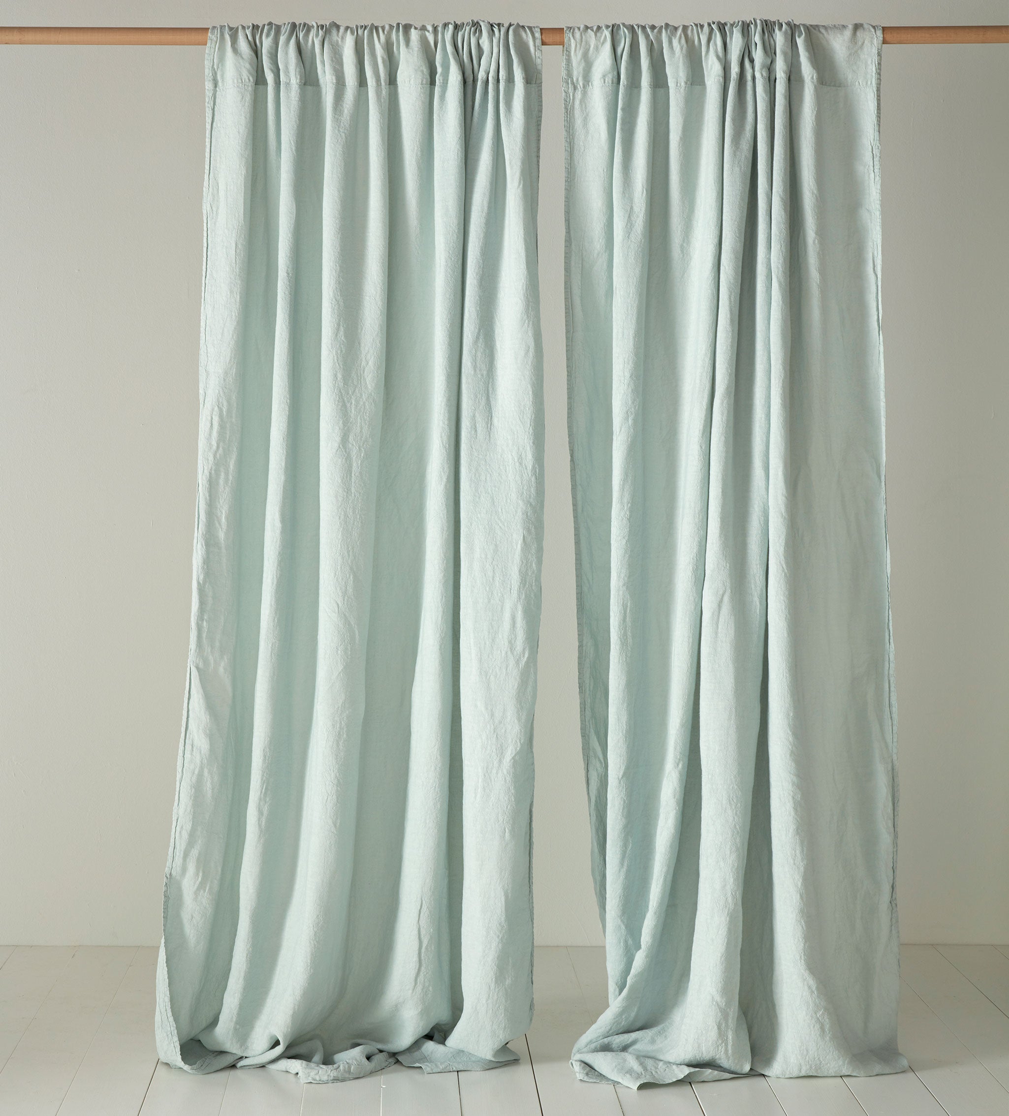 100% Linen Duck Egg Blue Loop Top Curtain - Single Panel for Living Room, Bedroom & Kitchen Window Treatments