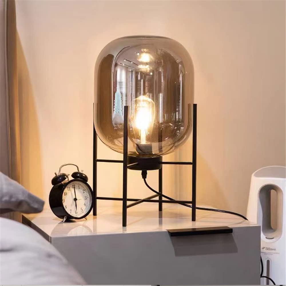 Luxury Black Postmodern Marble Glass Table Lamp - E26/E27 Base Bedside & Desk Lighting for Living Room, Bedroom, Study - Elegant Home & Office Decor with Warm Ambient Glow
