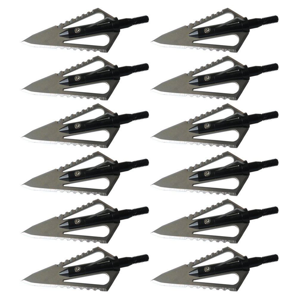 ZZUUS Hunting Stinger Broadheads 4-Blade 100 Grains with Sawtooth Blades for Crossbow & Compound Bow - Perfect for Deer Hunting and Target Practice
