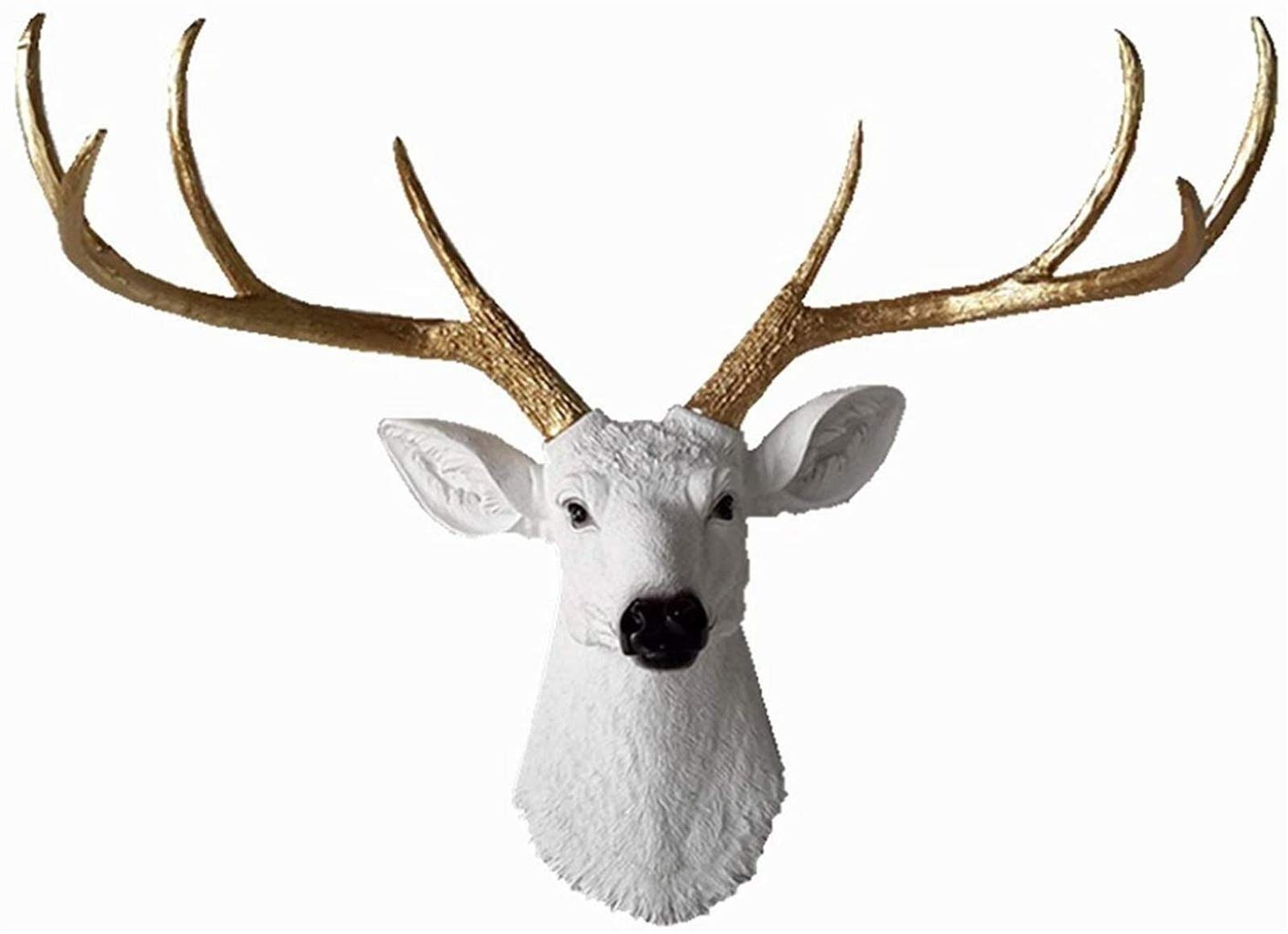 HongLianRiven Resin Deer Head Wall Sculpture - Realistic Faux Taxidermy Decor with Antlers for Home, Office & Cabin - Perfect for Rustic, Farmhouse & Hunting Lodge Wall Art Decorations