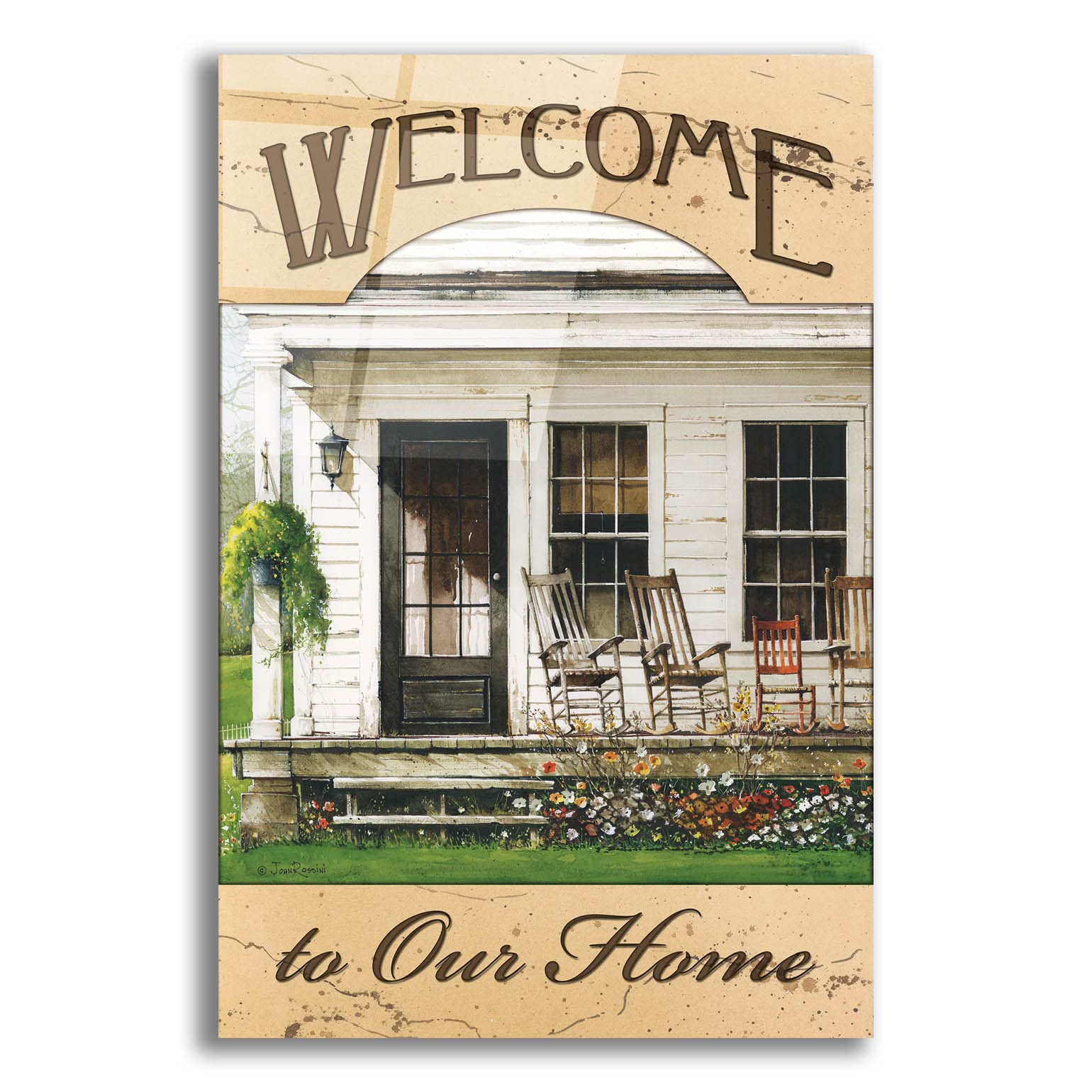 Epic 'Welcome to Our Home' Wall Art by John Rossini - 16x24 Inch Acrylic Glass Painting - Perfect for Living Room, Entryway & Housewarming Gifts