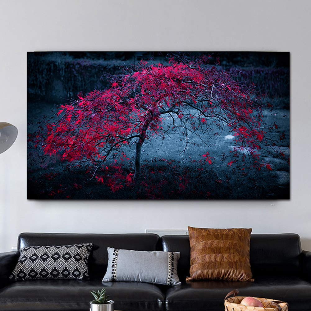 Large Framed Tree Wall Art - Nature Scenery Canvas Painting for Living Room & Bedroom Decor - Ready to Hang Wall Décor - Perfect for Home, Office, and Gift Giving