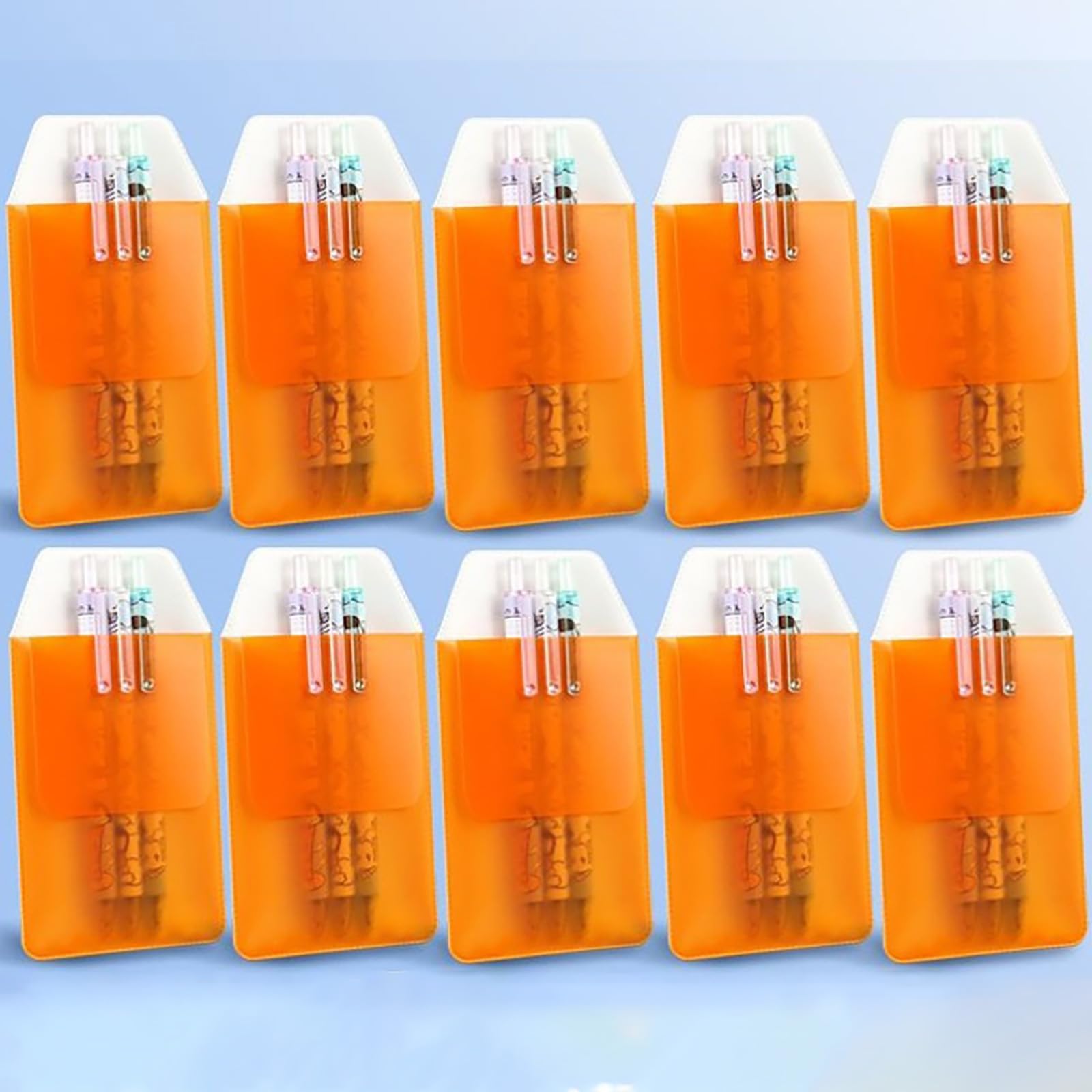 10 Pack Leakproof PVC Pocket Protectors for Pens - Nurse & Hospital Coat Organizer, Orange - Perfect for Medical Professionals, Office Workers & School Supplies