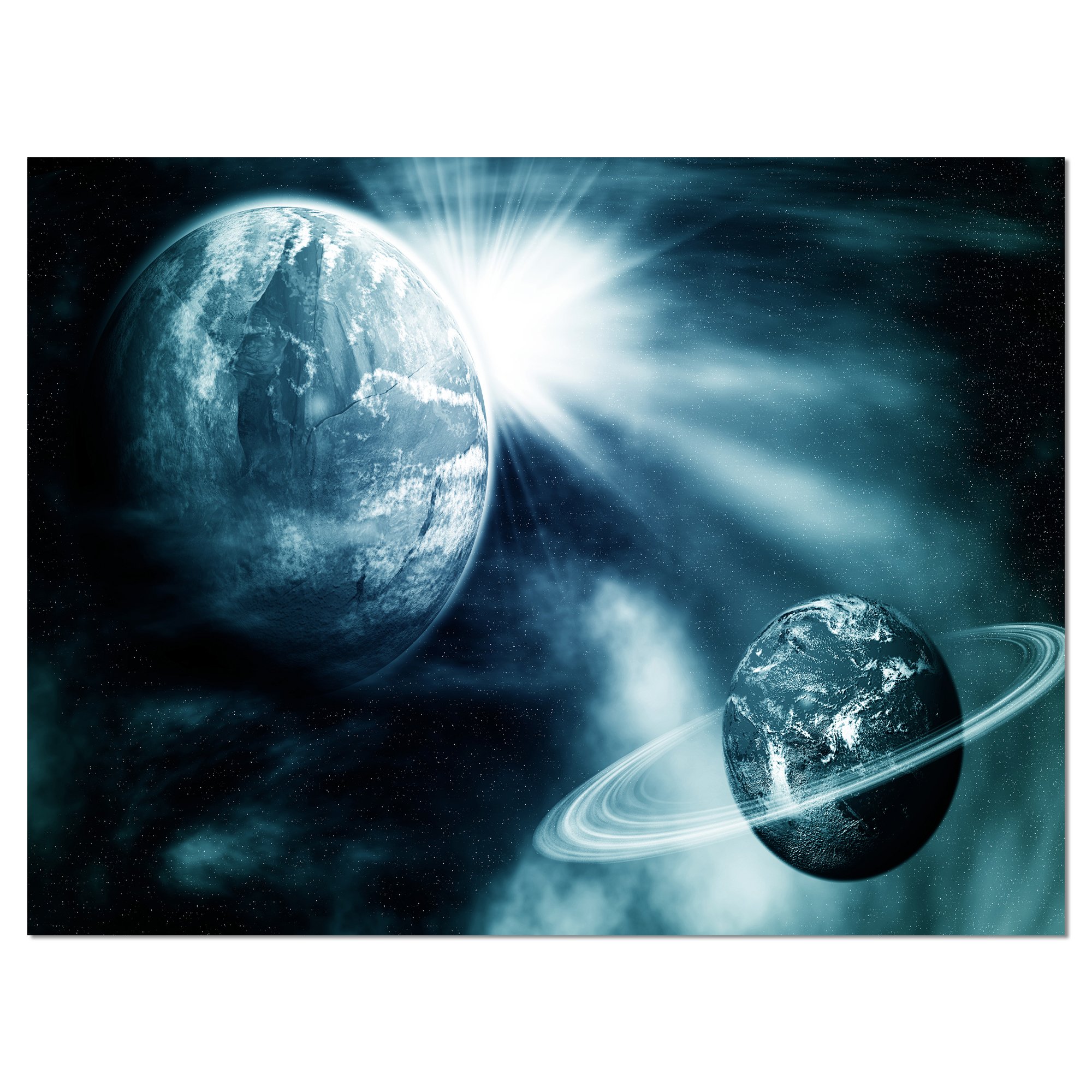Two Planets Space View Canvas Art Print - Stunning Galaxy Wall Decor for Living Room, Bedroom & Office