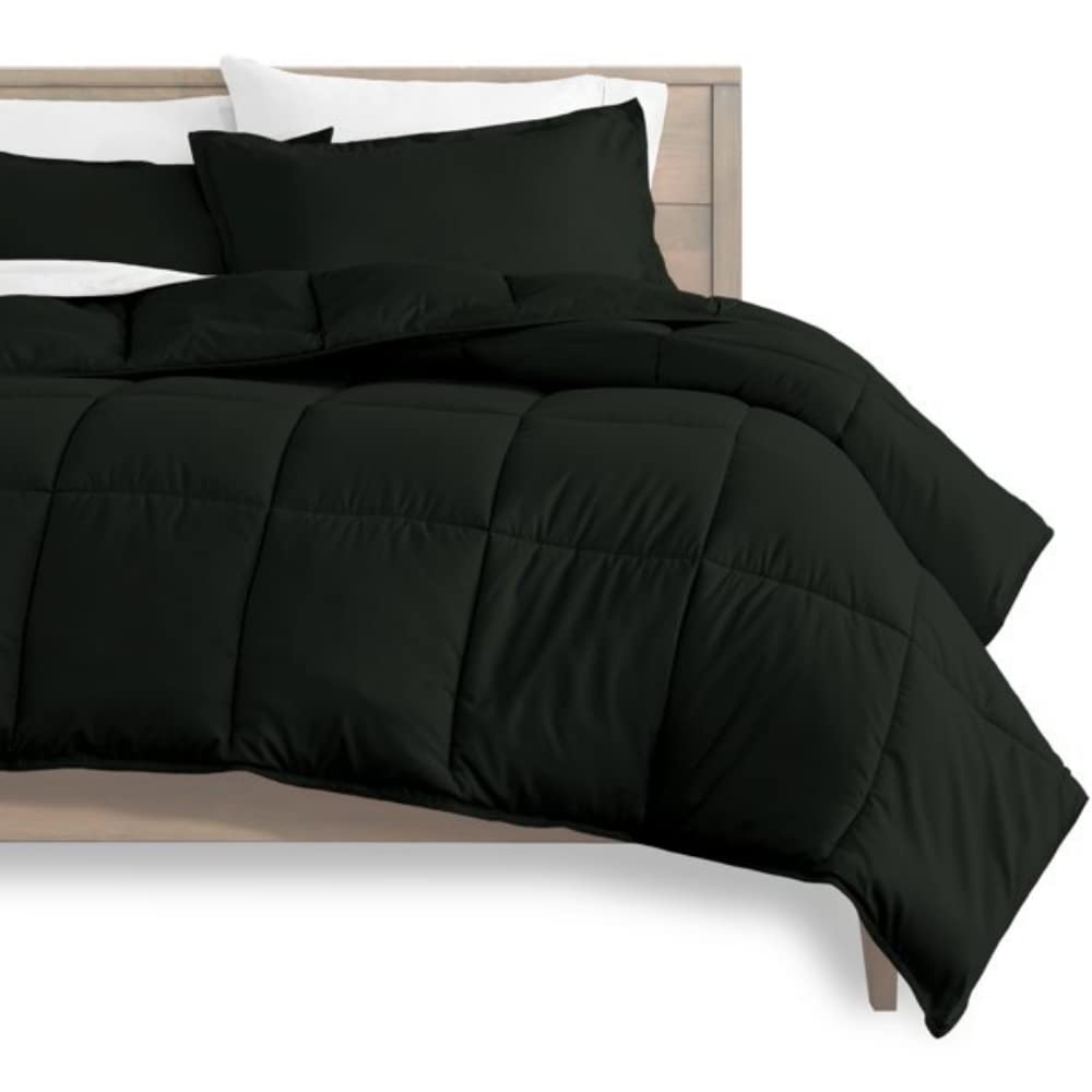 Premium 800 Thread Count 100% Egyptian Cotton All-Season Comforter - King/California King Size, 300 GSM Goose Down Alternative, Solid Black | Luxury Hotel-Quality Bedding for Ultimate Comfort & Style