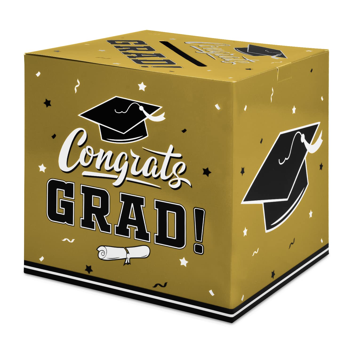 Gatherfun Gold Graduation Party Decorations Set - Graduation Gift Box, Card Box & Party Favors for Graduation Ceremony, School Celebration & Graduation Party Supplies