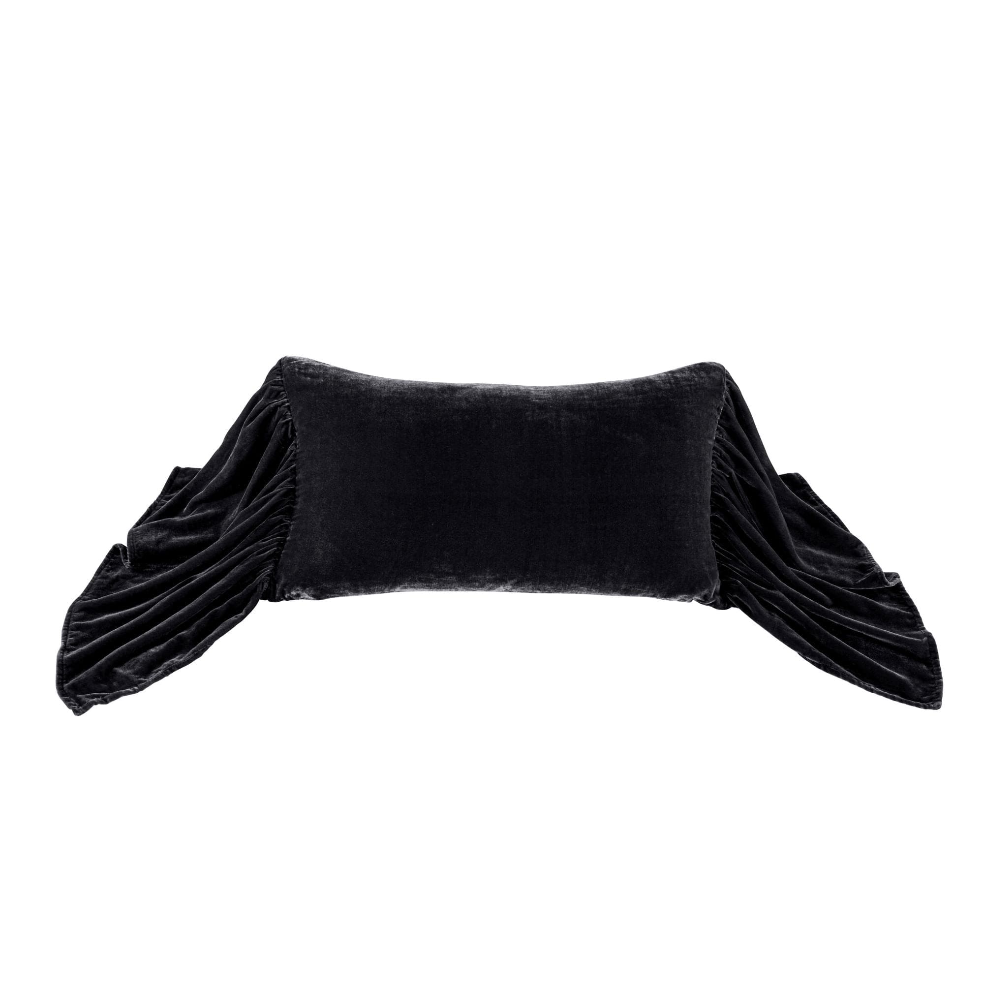 Luxury Stella Faux Silk Velvet Long Ruffled Pillow - Elegant Home Decor for Sofa, Bed & Living Room - Soft Decorative Throw Pillow for Modern Interior Design