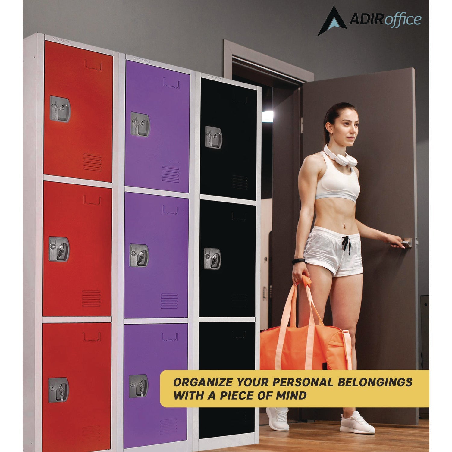 Steel Storage Locker with 3 Compartments - 12x12x72 Inches, Red - Heavy-Duty School, Gym & Office Locker for Secure Storage