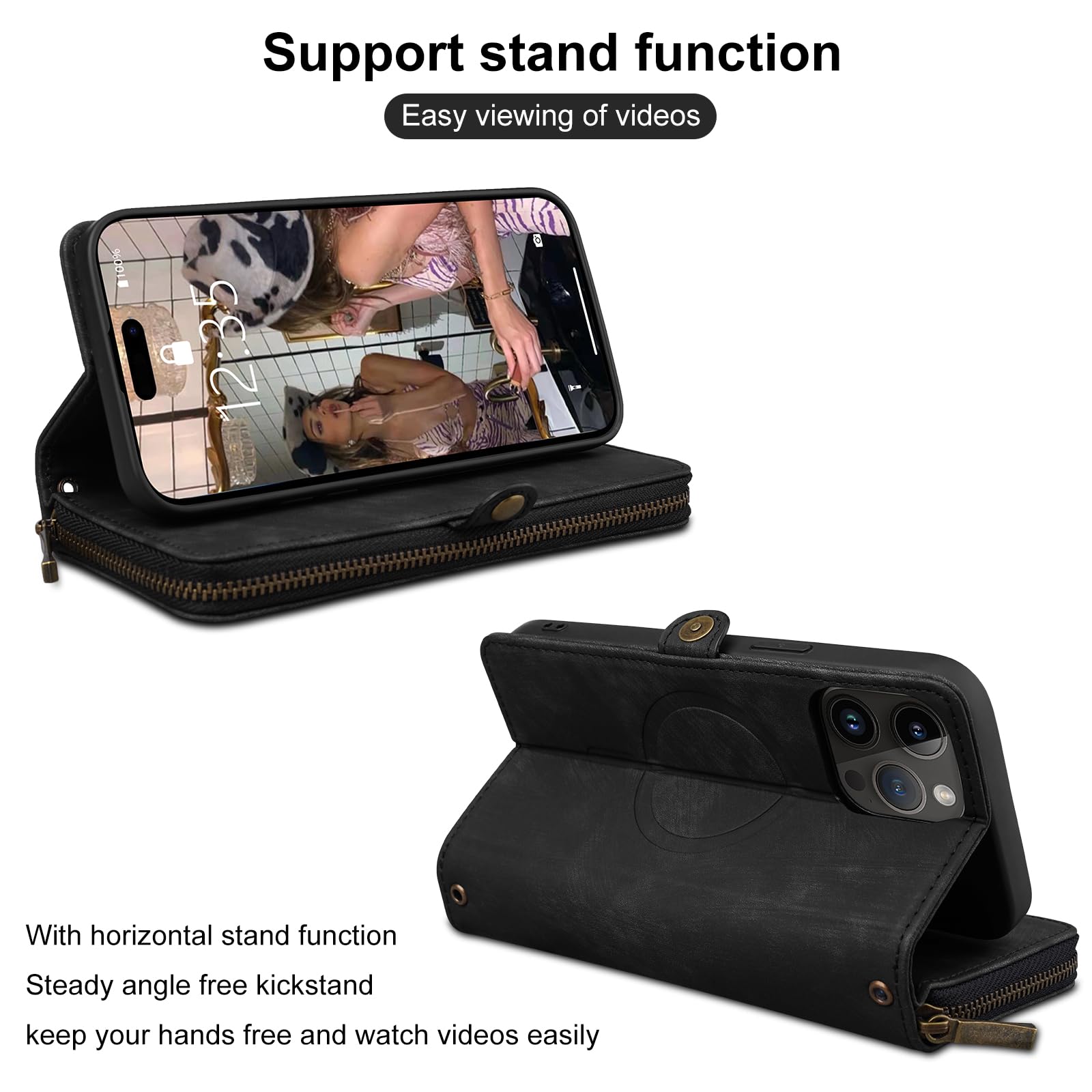 RSSVISS RFID Blocking Wallet Case for iPhone 15 Pro (6.1
