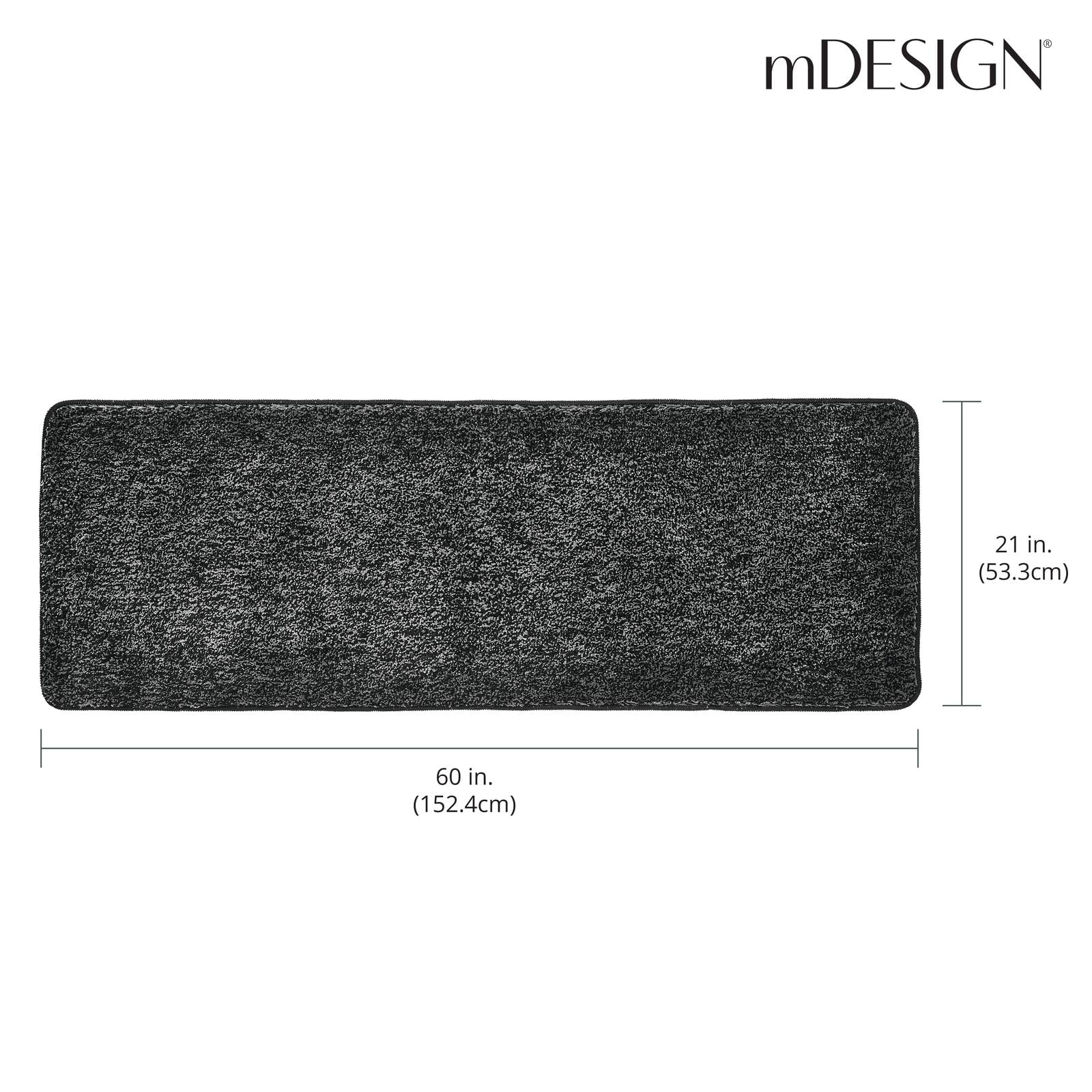 Non-Slip Microfiber Bath Mat - Plush Water Absorbent Spa Rug for Bathroom, Shower & Vanity - Machine Washable 60x21 Inch Rectangle Mat in Heathered Charcoal Gray - Perfect for Wet Floors & Cozy Bathroom Decor