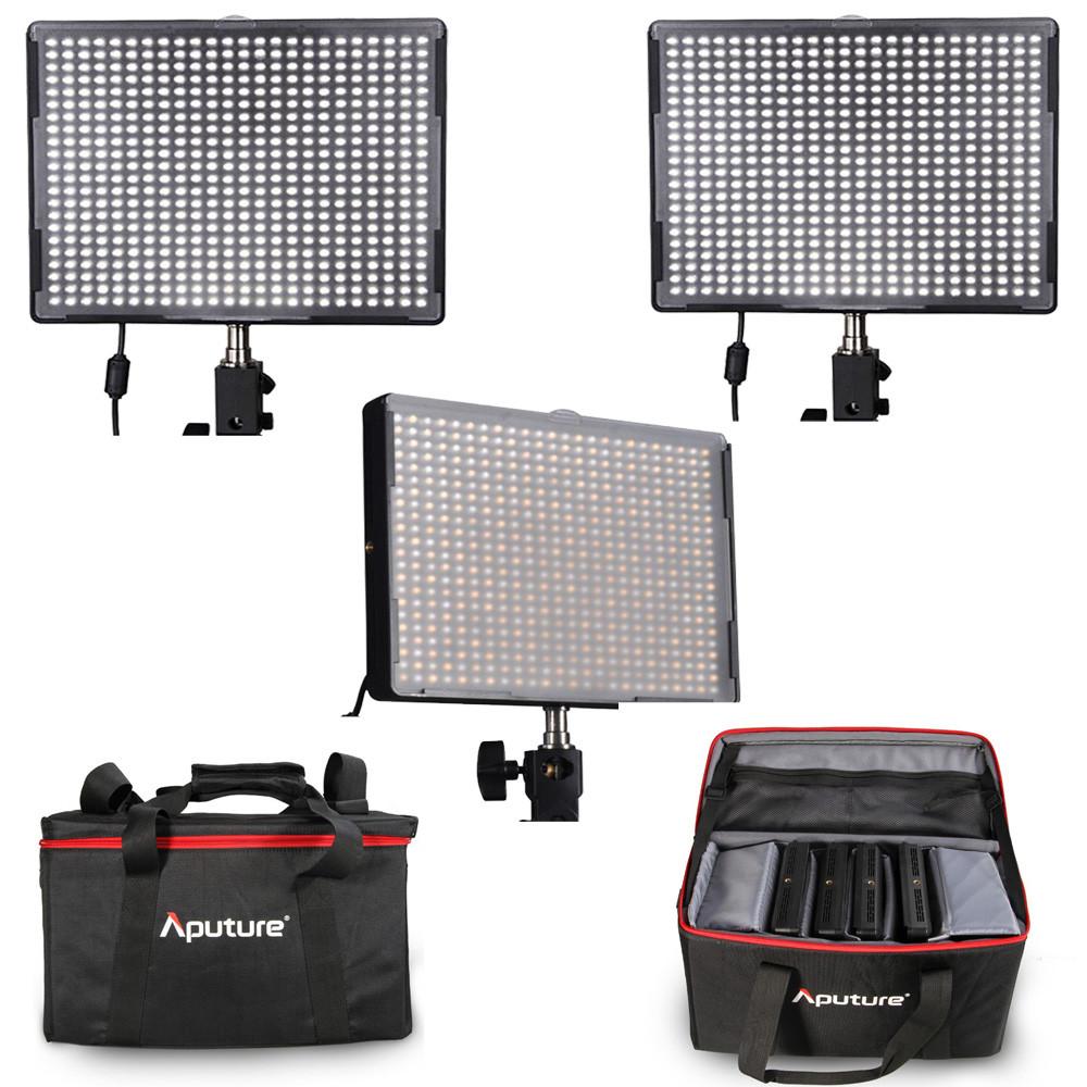 Aputure 3x HR672 LED Video Light Panel Kit - Daylight (5600K) & Tungsten (3200K) Bi-Color, Portable Continuous Lighting for Photography, Videography, and Live Streaming