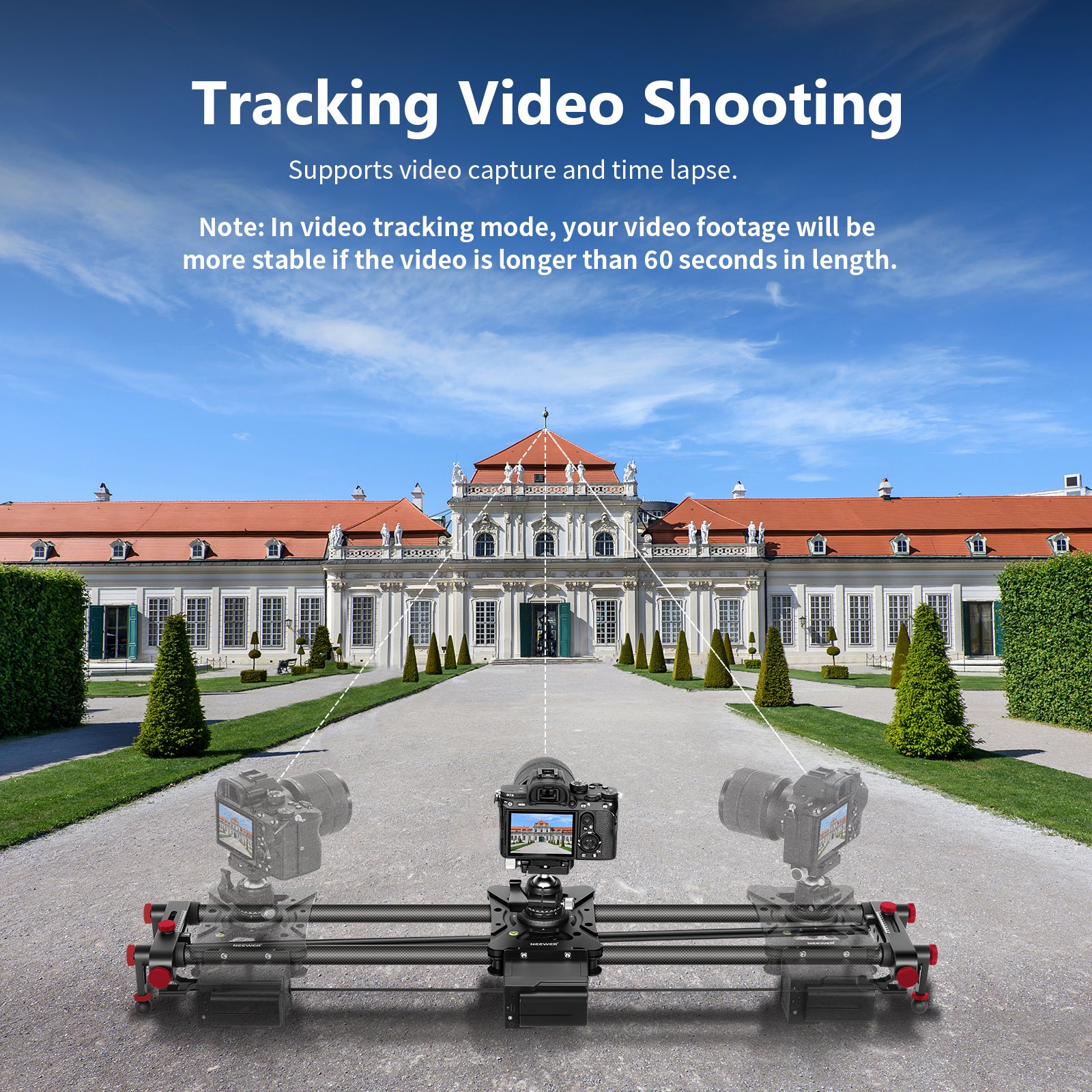 NEEWER ER1 Motorized Carbon Fiber Camera Slider for DSLR & Mirrorless - Professional Video & Time-Lapse Photography - Smooth & Silent Motorized Slider for Studio, Wedding, and Travel Filmmaking