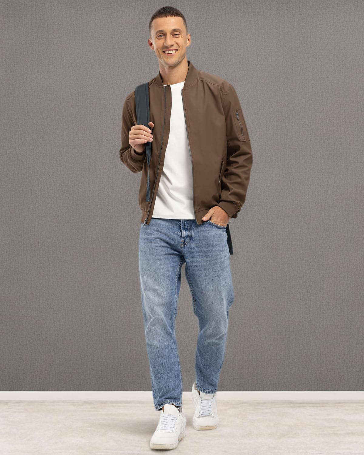 BGOWATU Men's Lightweight Bomber Jacket - Windbreaker Jacket for Men, Casual Fall Coat - Perfect for Outdoor Activities, Travel & Daily Wear