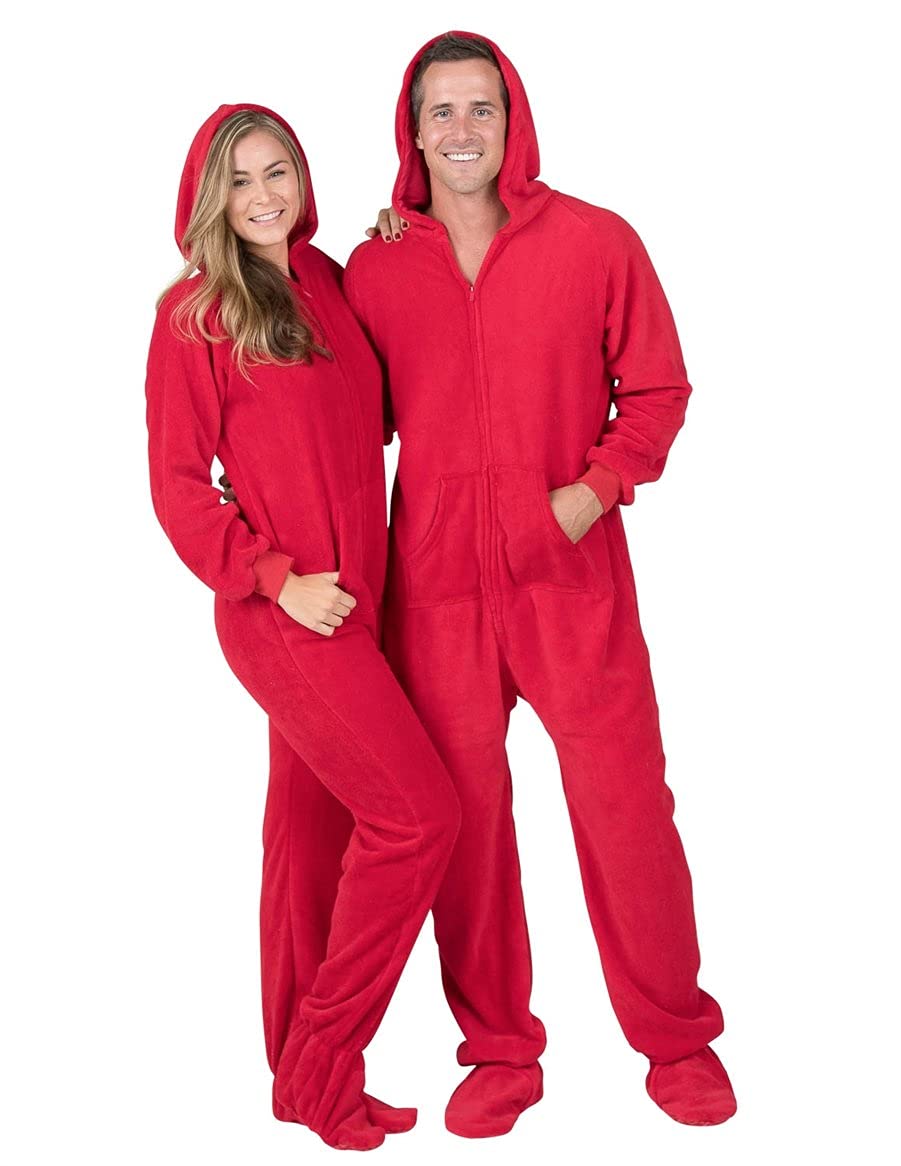 Cozy Adult Chenille Footed Pajamas - Warm Hoodie Onesie for Men & Women | Soft Unisex One-Piece Pajama Jumpsuit | Perfect for Winter Nights, Lounge Wear & Gift Giving