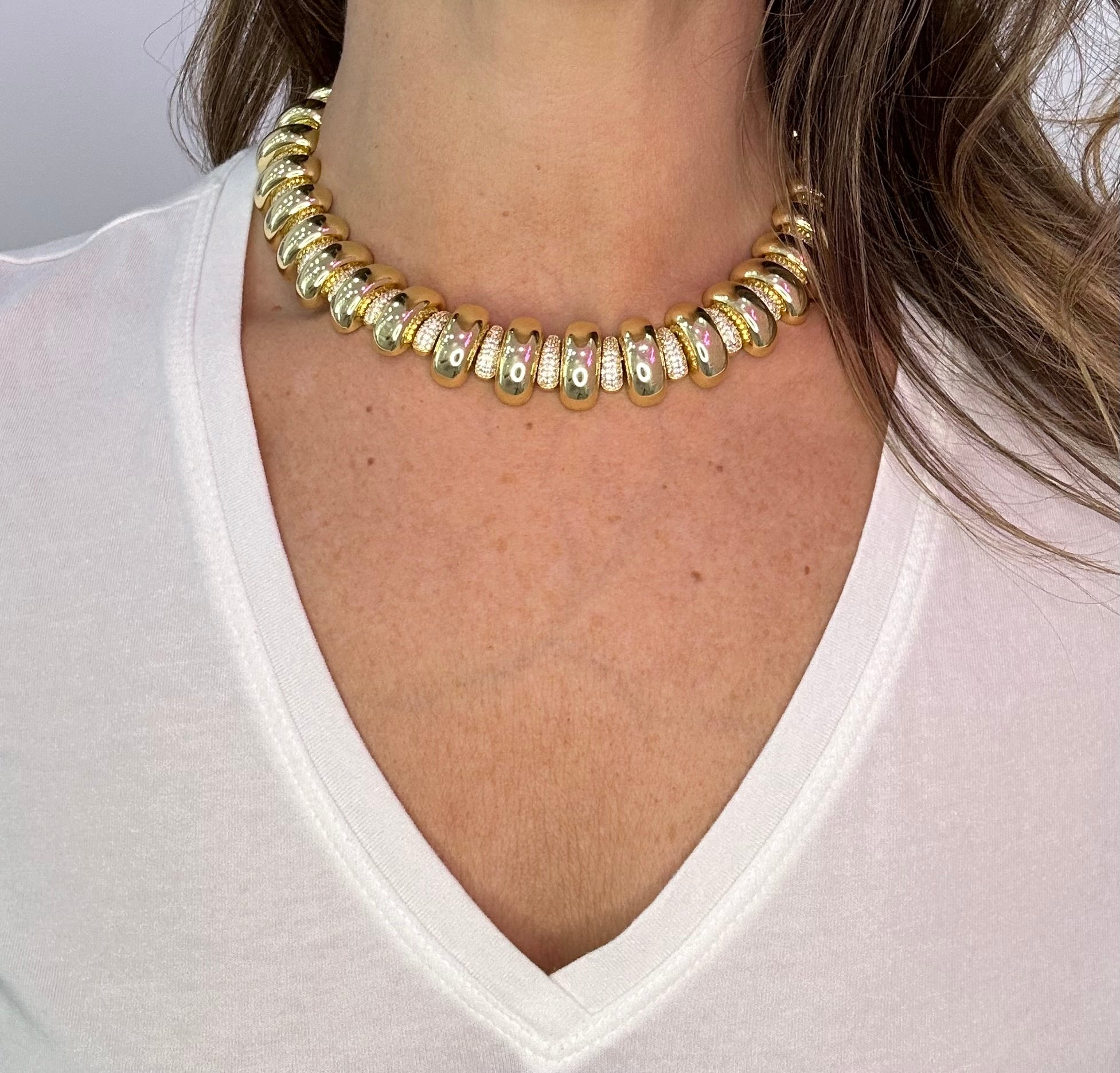 Elegant Pavé Accented High Low Statement Necklace for Women - Perfect for Evening Parties, Weddings & Special Occasions