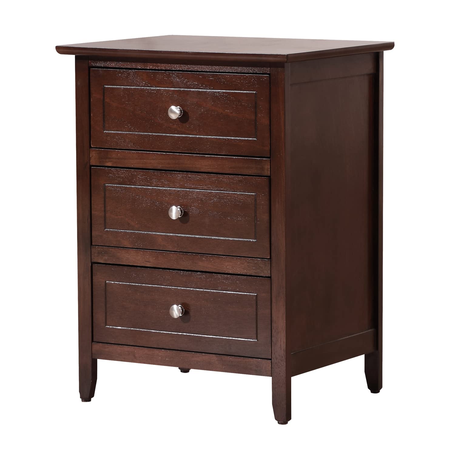Daniel 3-Drawer Nightstand - Cappuccino Finish Small End Table for Bedroom & Living Room - Compact Storage Solution (25