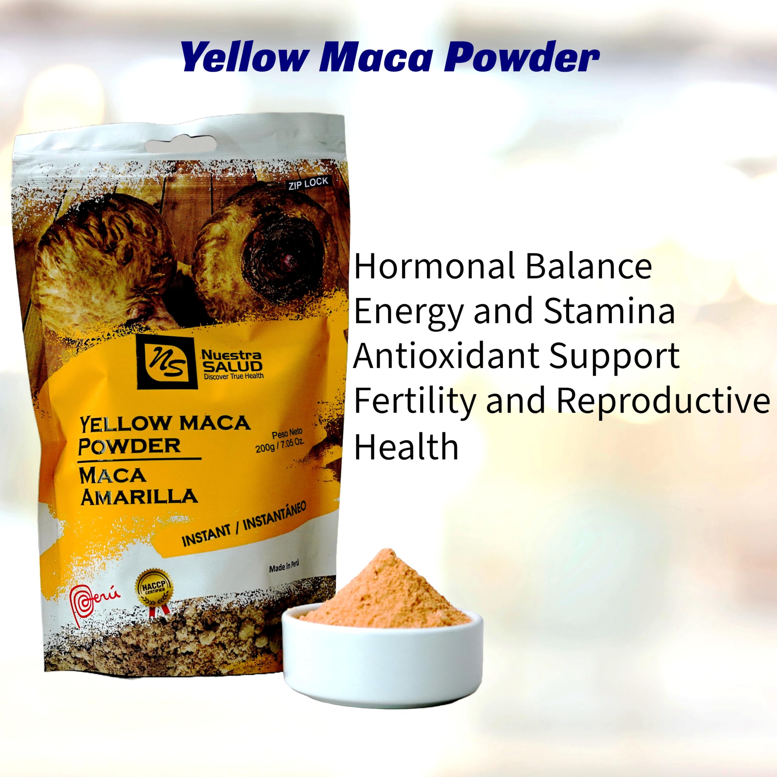 Organic Peruvian Yellow Maca Root Powder - 200g | 100% Natural Superfood for Energy, Hormone Balance & Vitality | Perfect for Smoothies, Baking & Wellness Drinks