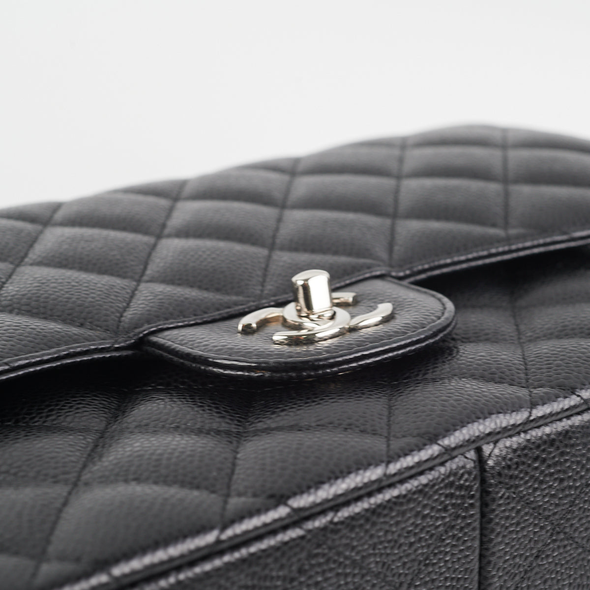 Chanel Classic Flap Jumbo Bag in Black Caviar Leather with Silver Hardware - Luxury Designer Handbag for Women, Perfect for Evening Events & Special Occasions