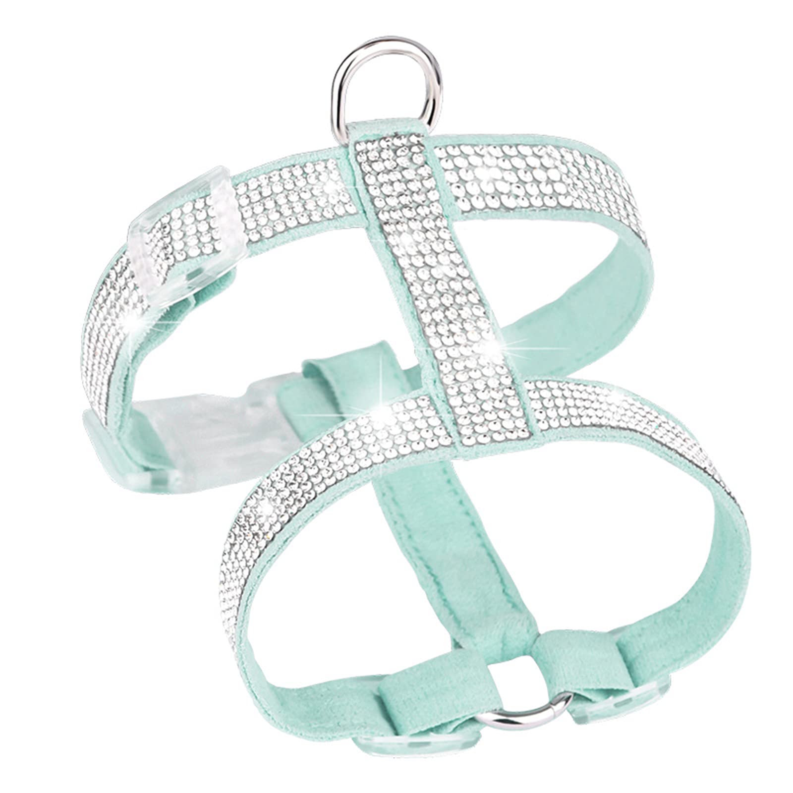 Adjustable No-Pull Pet Harness with Rhinestones - Light Green Cat & Small Dog Vest for Safe Walks | Perfect for Puppy Training & Outdoor Adventures