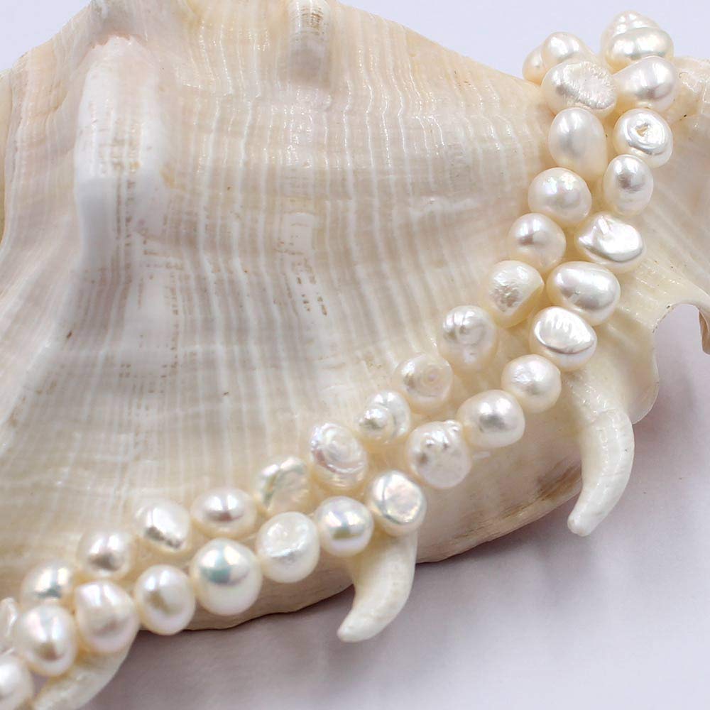 Natural Baroque Potato White Freshwater Pearl Loose Beads Strand 14