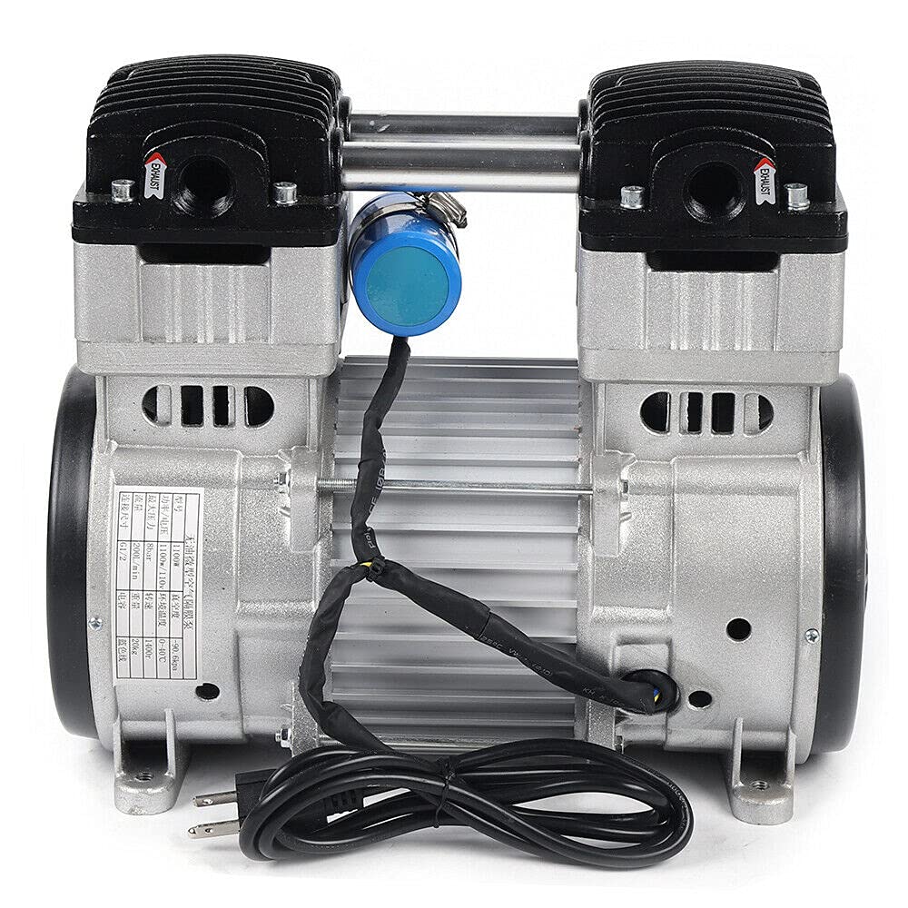 7CFM Oil-Free Diaphragm Vacuum Pump - 1400 RPM Electric Air Compressor Motor - 110V for HVAC, Medical Equipment & Laboratory Use