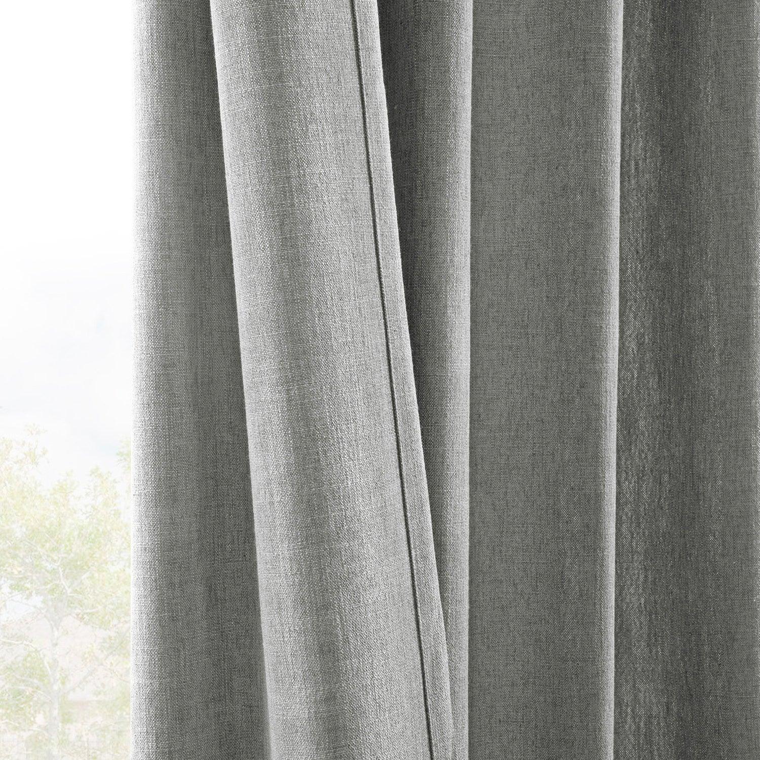 Light Grey Faux Linen Light Filtering Curtains - Set of 2 Panels for Living Room, Bedroom & Office - Soft Sheer Window Drapes with Privacy & Sun Protection