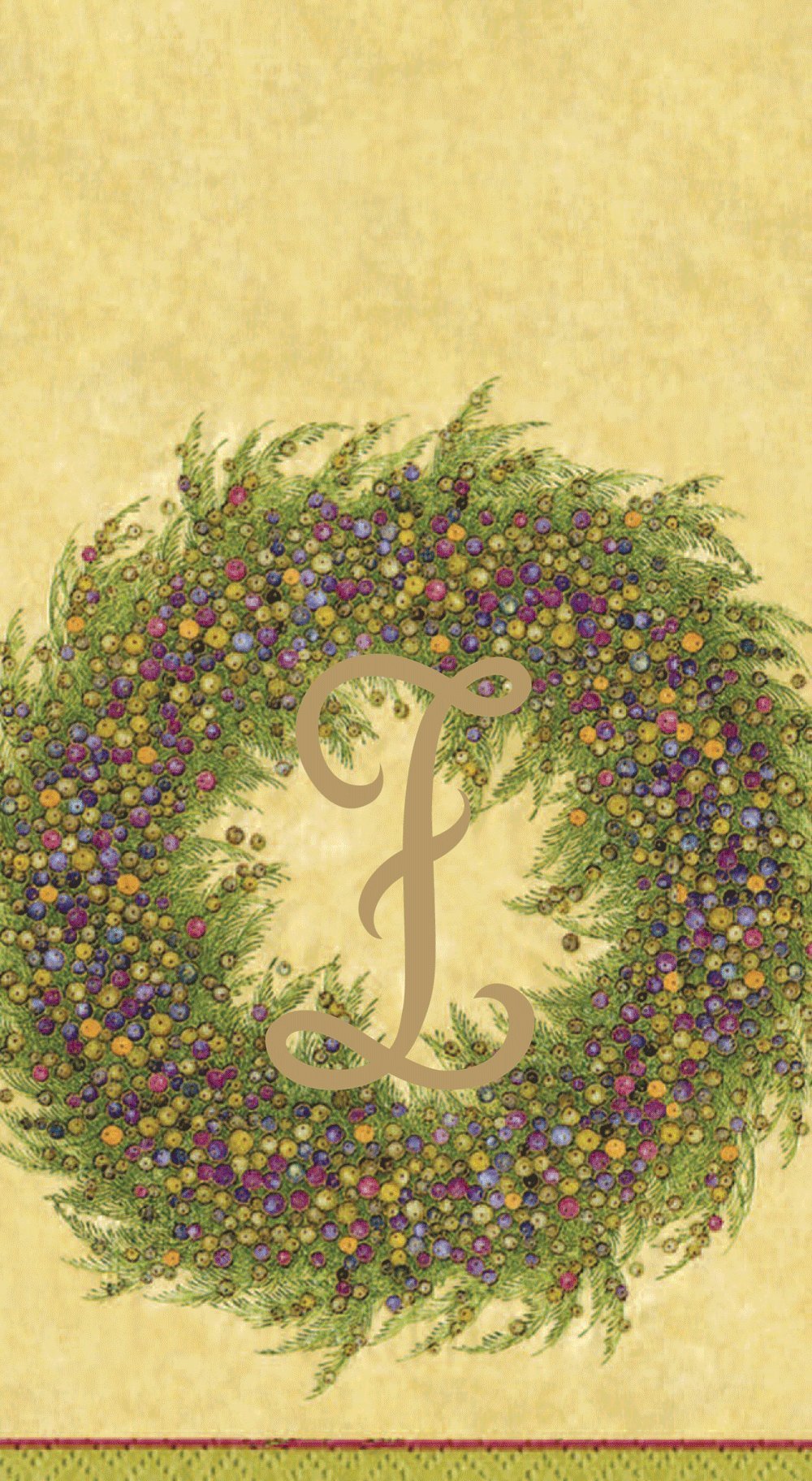 Premium Caspari Berry Wreath Monogram Initial Z Paper Guest Towels - Gold Foil Accent, Set of 18 | Elegant Party Napkins for Weddings, Bridal Showers & Holiday Entertaining
