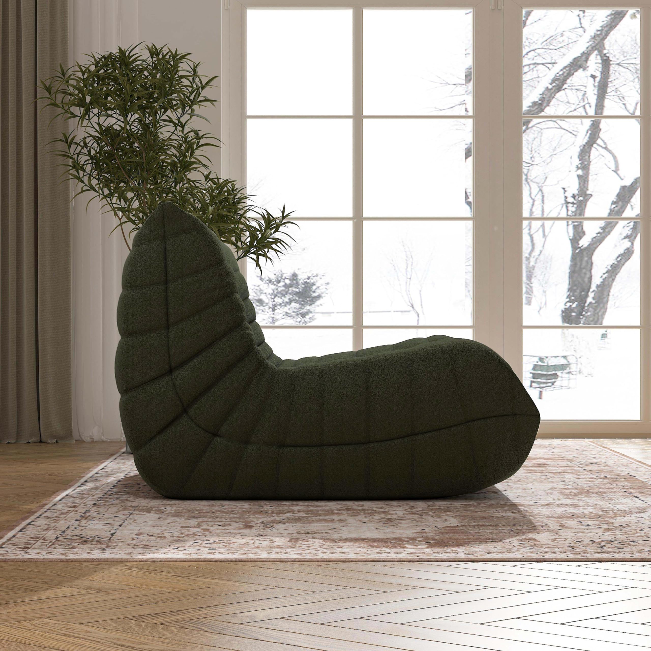 Premium Large Bean Bag Chair for Adults & Teens - High-Density Memory Foam Fireside Sofa - Comfortable Lounge Chair for Living Room, Bedroom, Dorm - Perfect for Relaxing, Gaming & Movie Nights (Green)