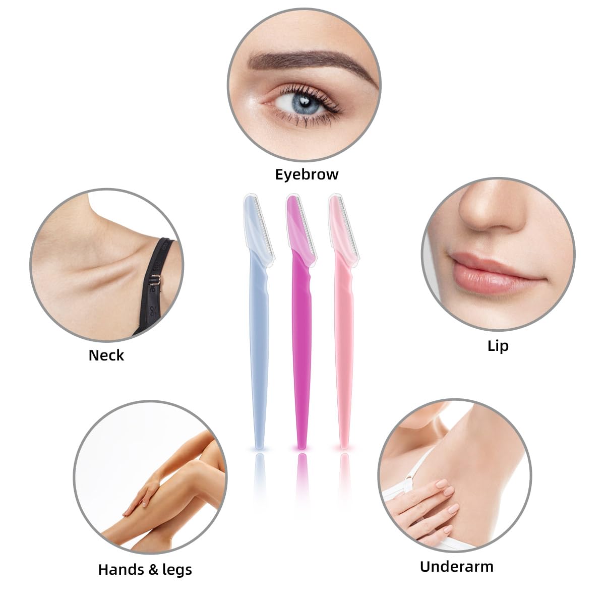 12 Pack Women's Eyebrow Razors - Dermaplaning Tool & Facial Hair Remover with Safety Cover - Precision Eyebrow Trimmer for Smooth Skin - Multipurpose Shaver for Men & Women - Perfect for Eyebrow Shaping, Peach Fuzz Removal & At-Home Dermaplaning