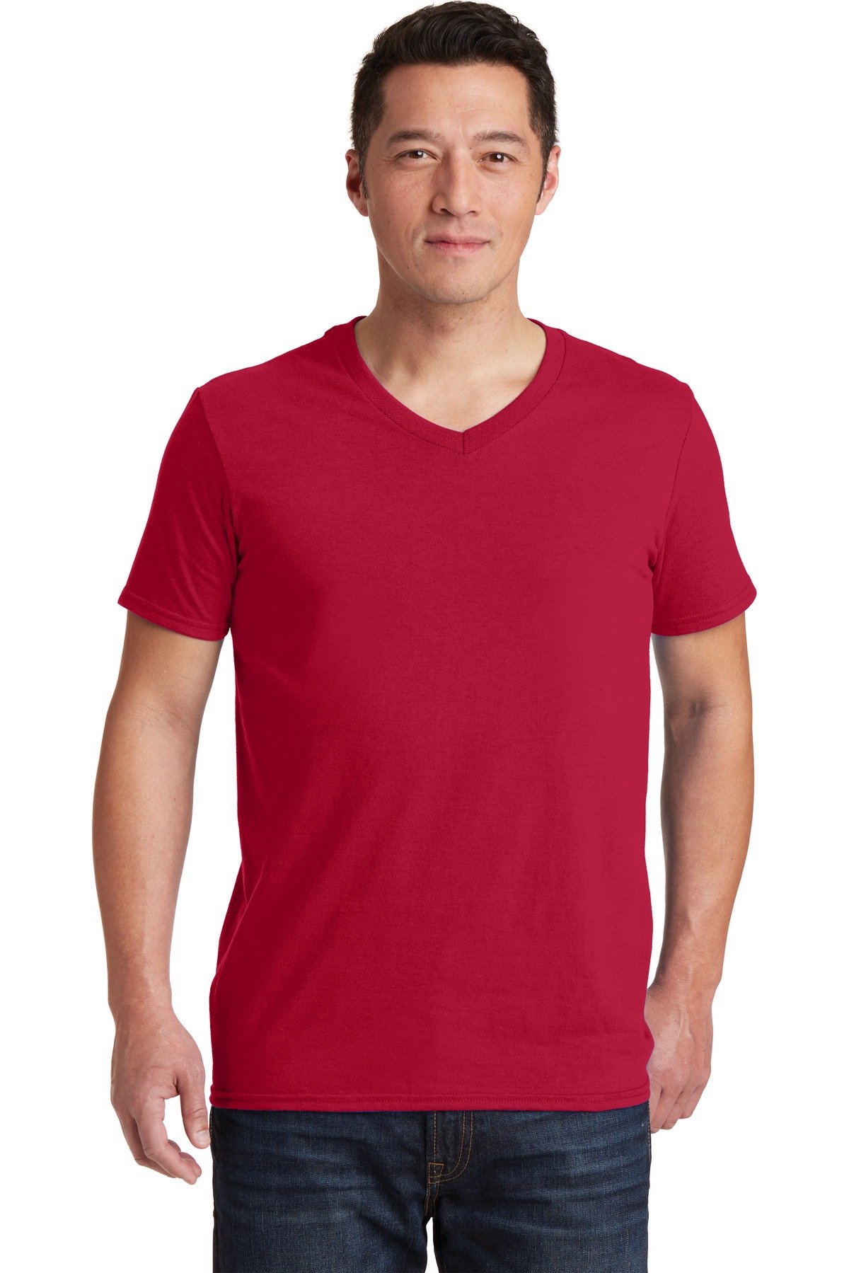 4.5 oz. V-Neck T-Shirt (G64V) - Cherry Red, Medium (Pack of 12) - Soft Cotton Crewneck Tees for Men, Casual Wear & Everyday Outfits