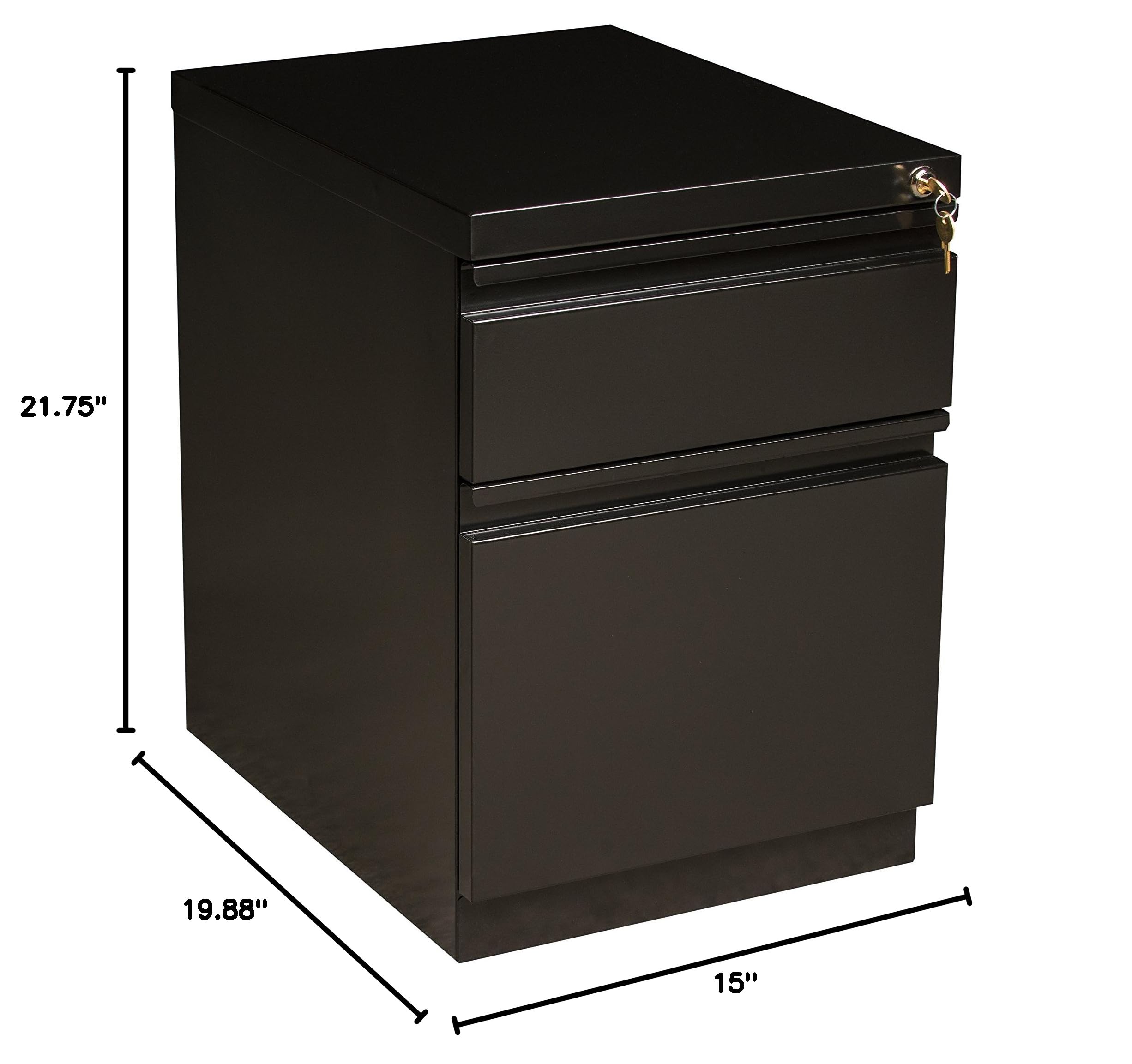 2-Drawer Mobile File Cabinet with Locking Wheels - Black Office Organizer for Home & Workspace Storage