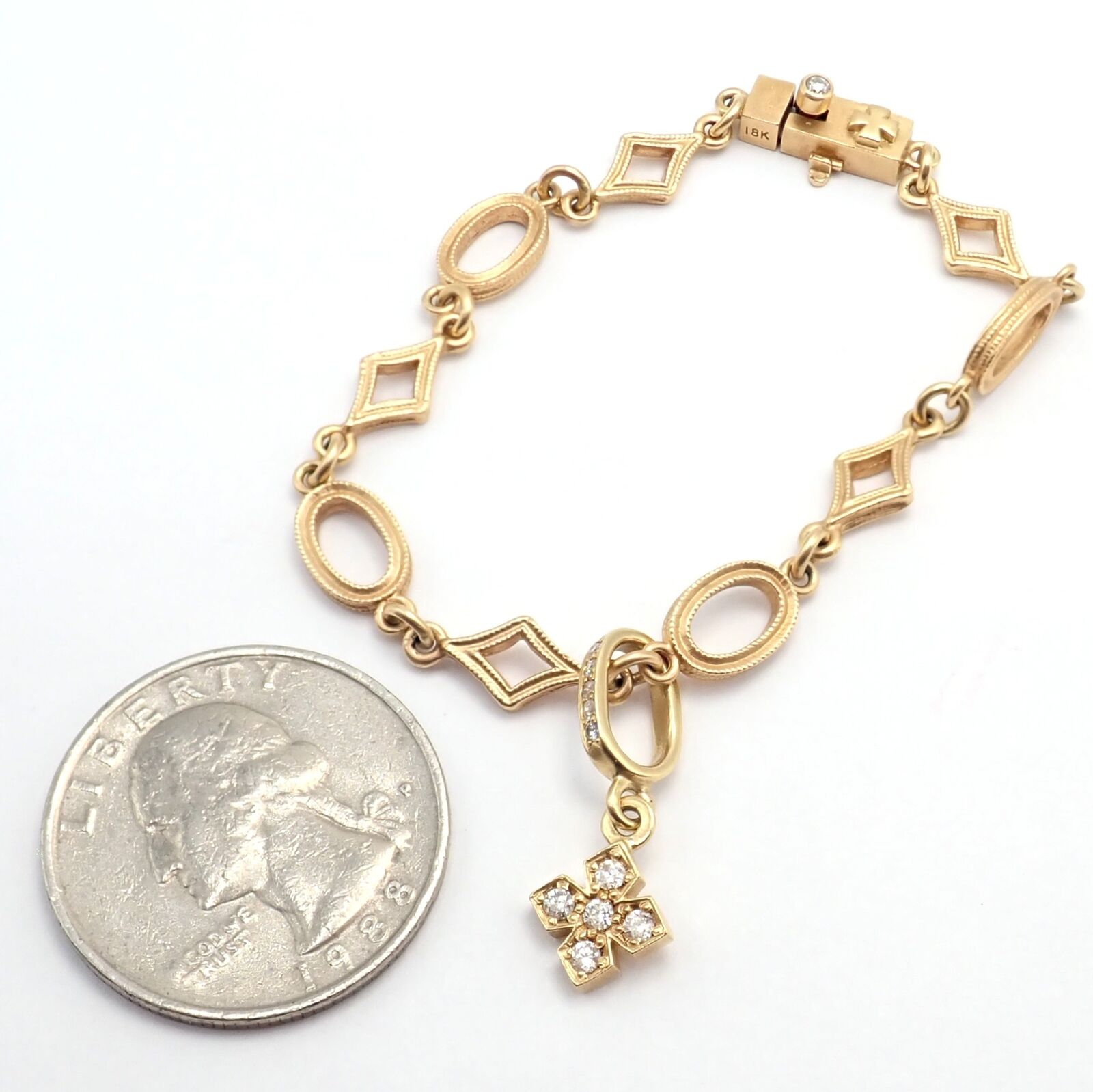 Loree Rodkin 18k Yellow Gold Diamond Cross Bracelet for Women - Luxury Religious Jewelry Gift for Christmas, Baptism & Special Occasions