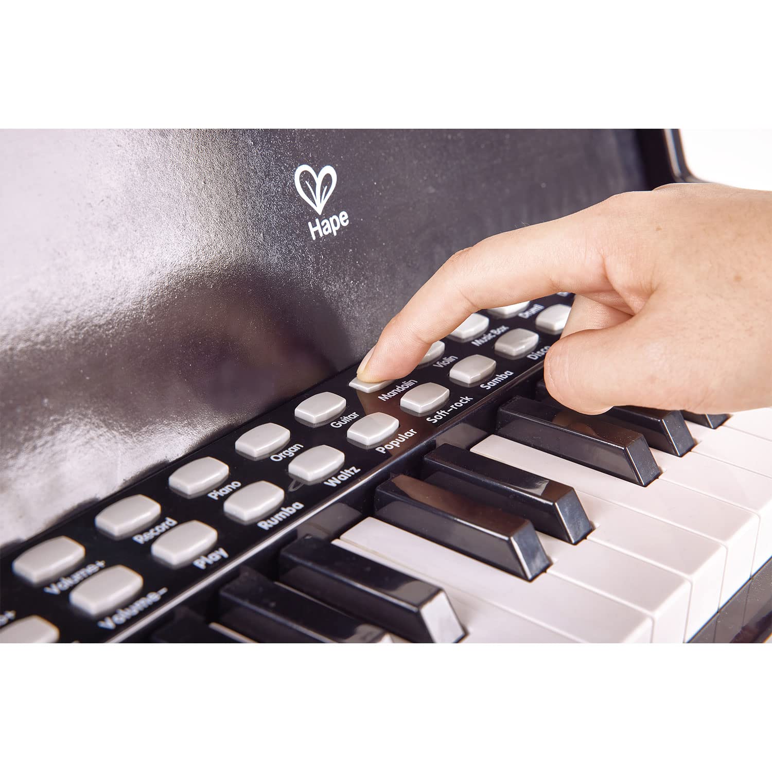 Hape Learn with Lights Black Piano with Stool - Kids Musical Toy Keyboard for Early Learning & Play - Perfect for Home, Classroom & Music Enthusiasts